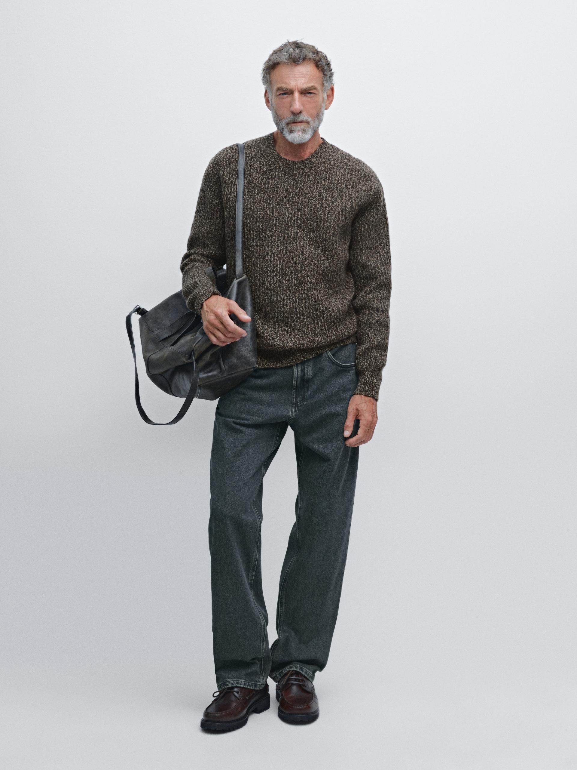 Maglia Con Collo Rotondo 100% Lana - Marrone - L - Massimo Dutti - Maschile