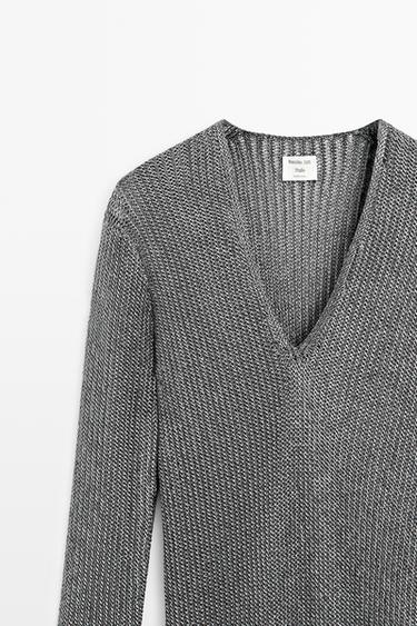 Long metallic knit dress - STUDIO — Silver 4