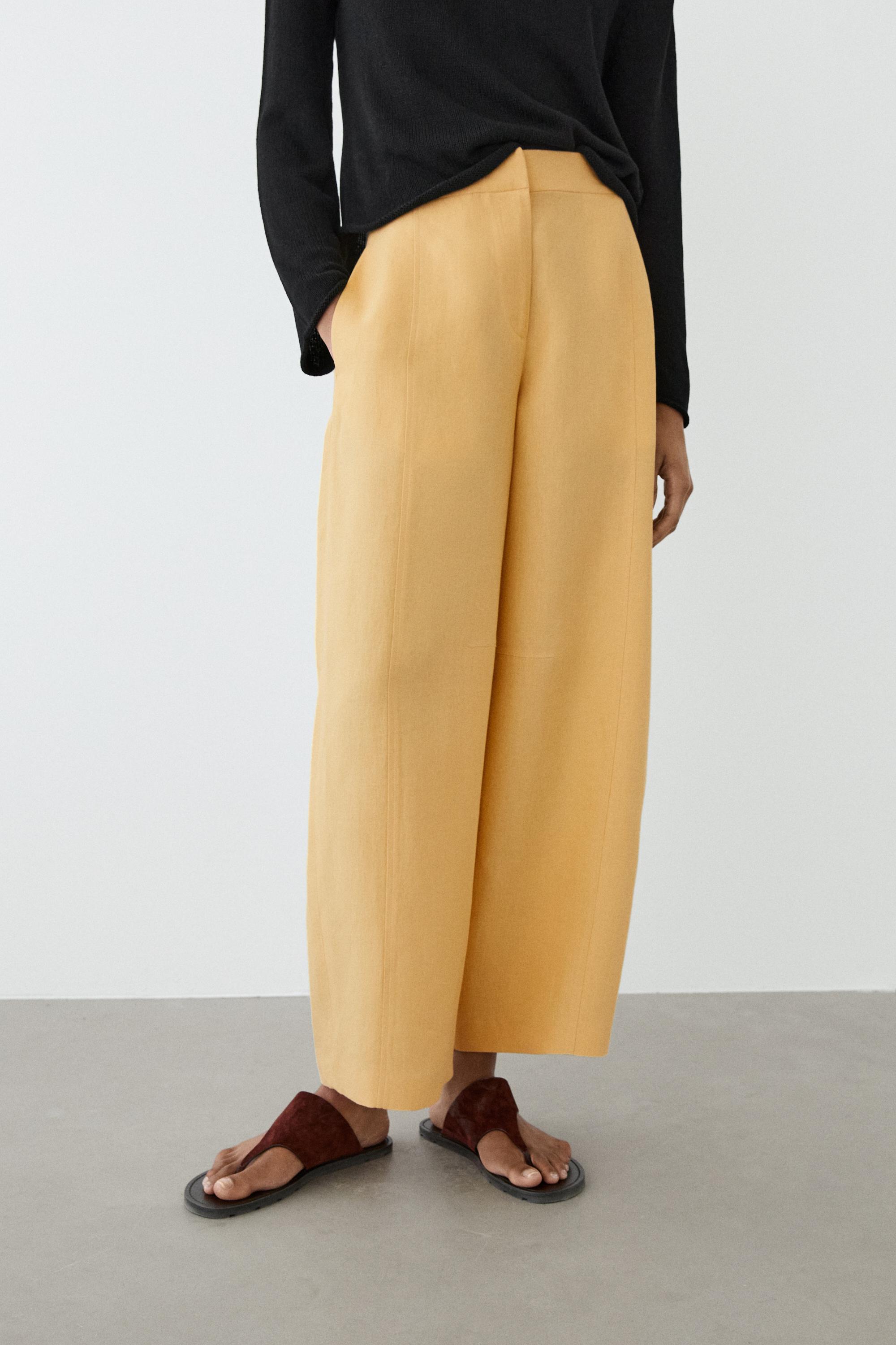 Linen barrel fit pants — YELLOW