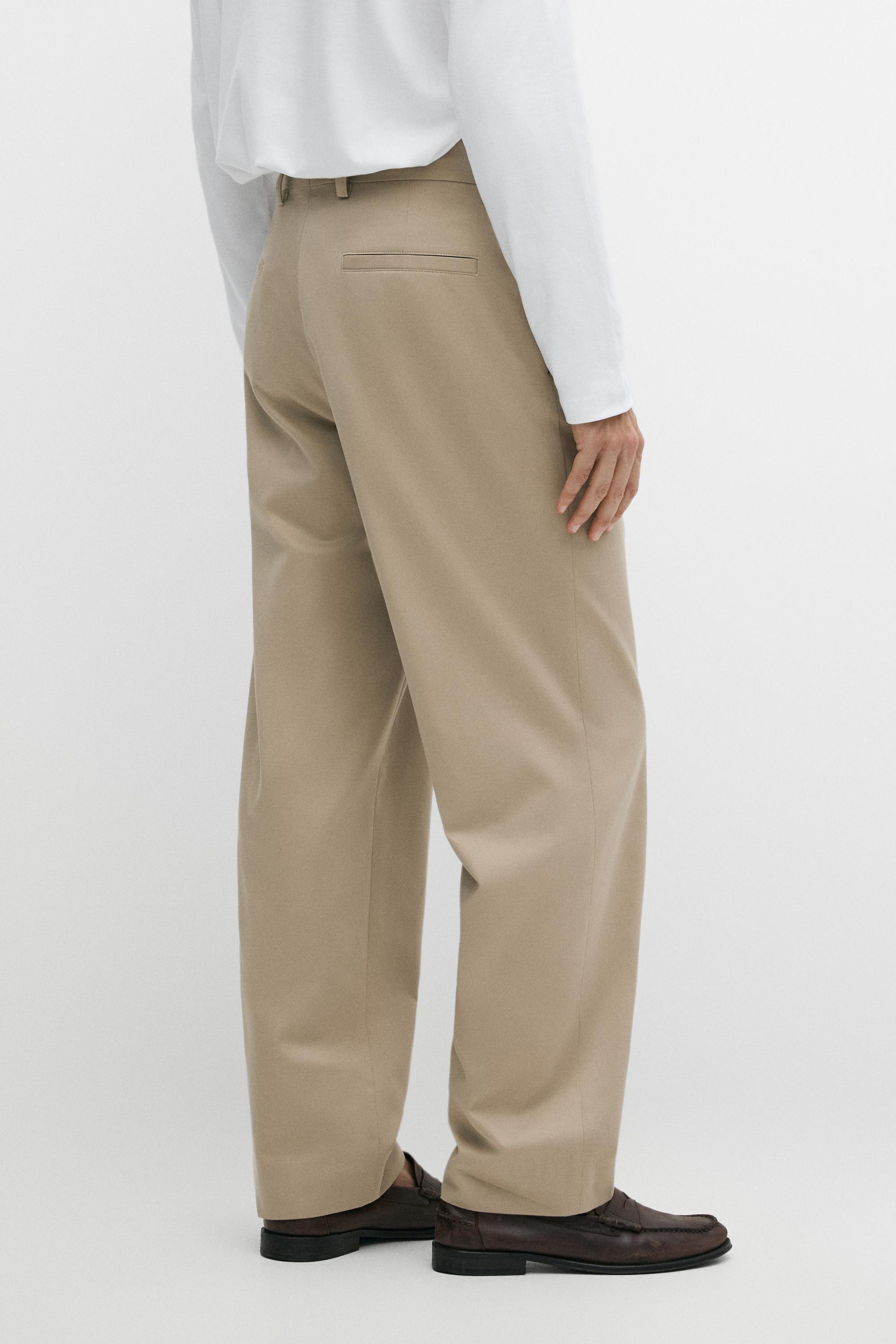100% cotton wide-leg pants — KHAKI