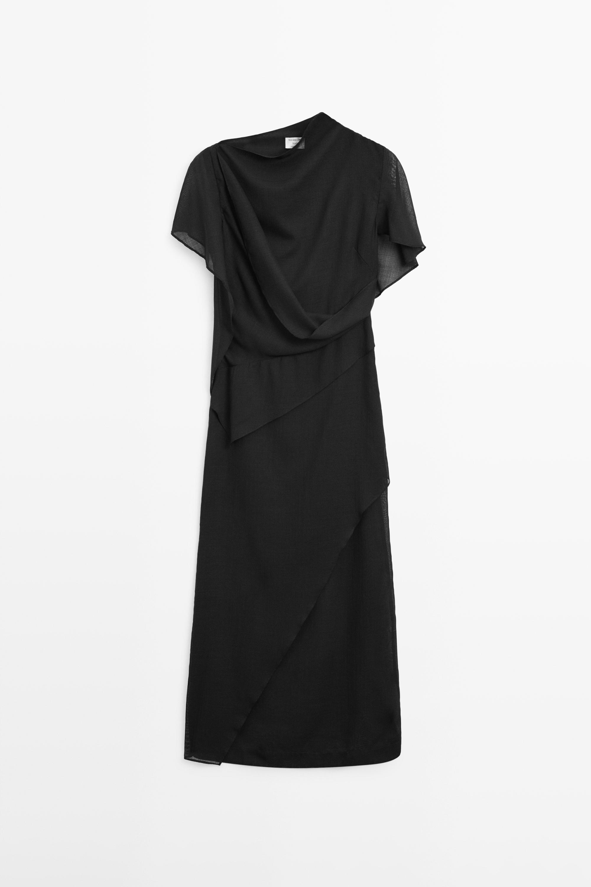 Midi dress with hood detail - STUDIO — BLACK