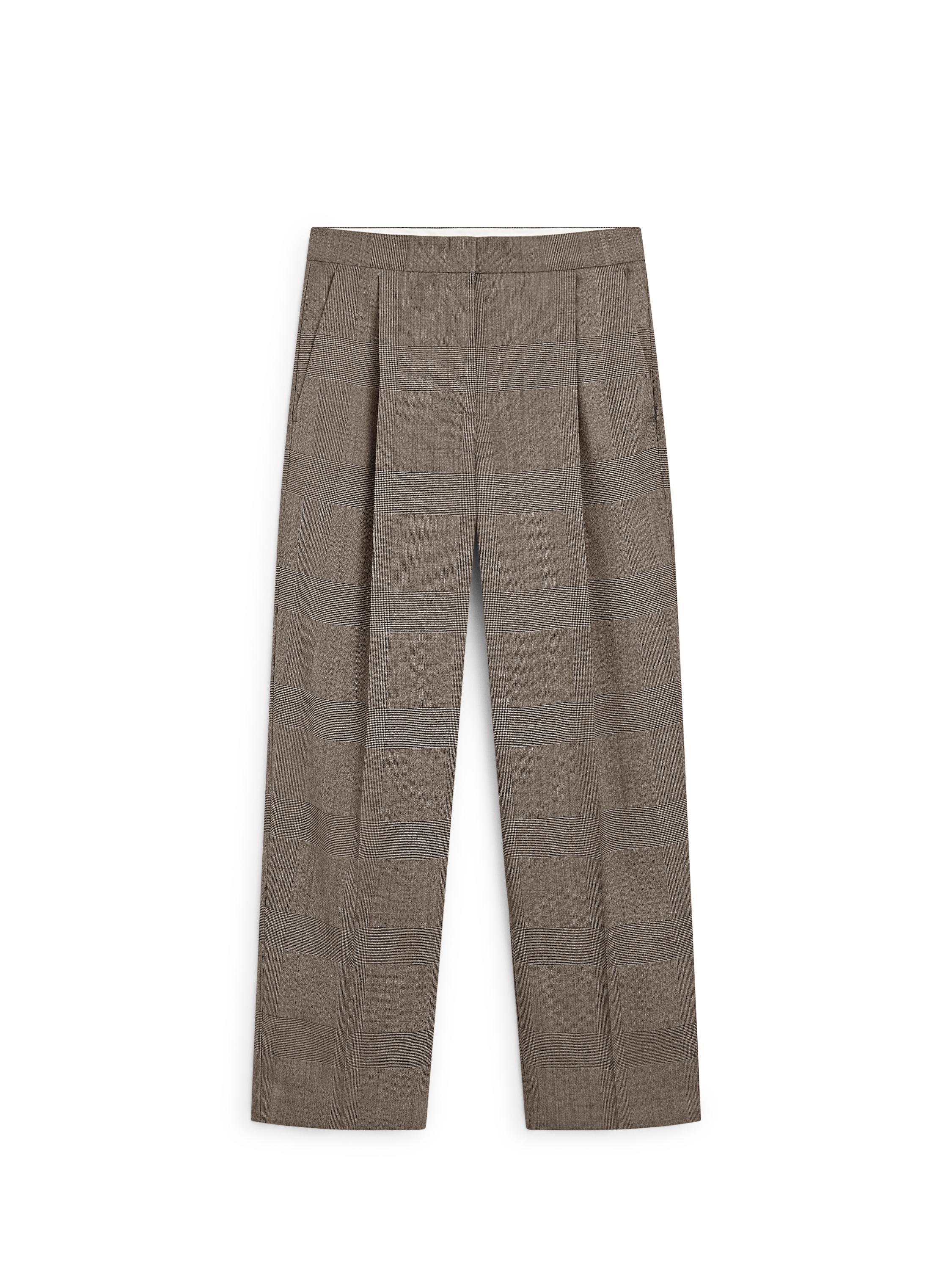 Check wool suit trousers — BEIGE