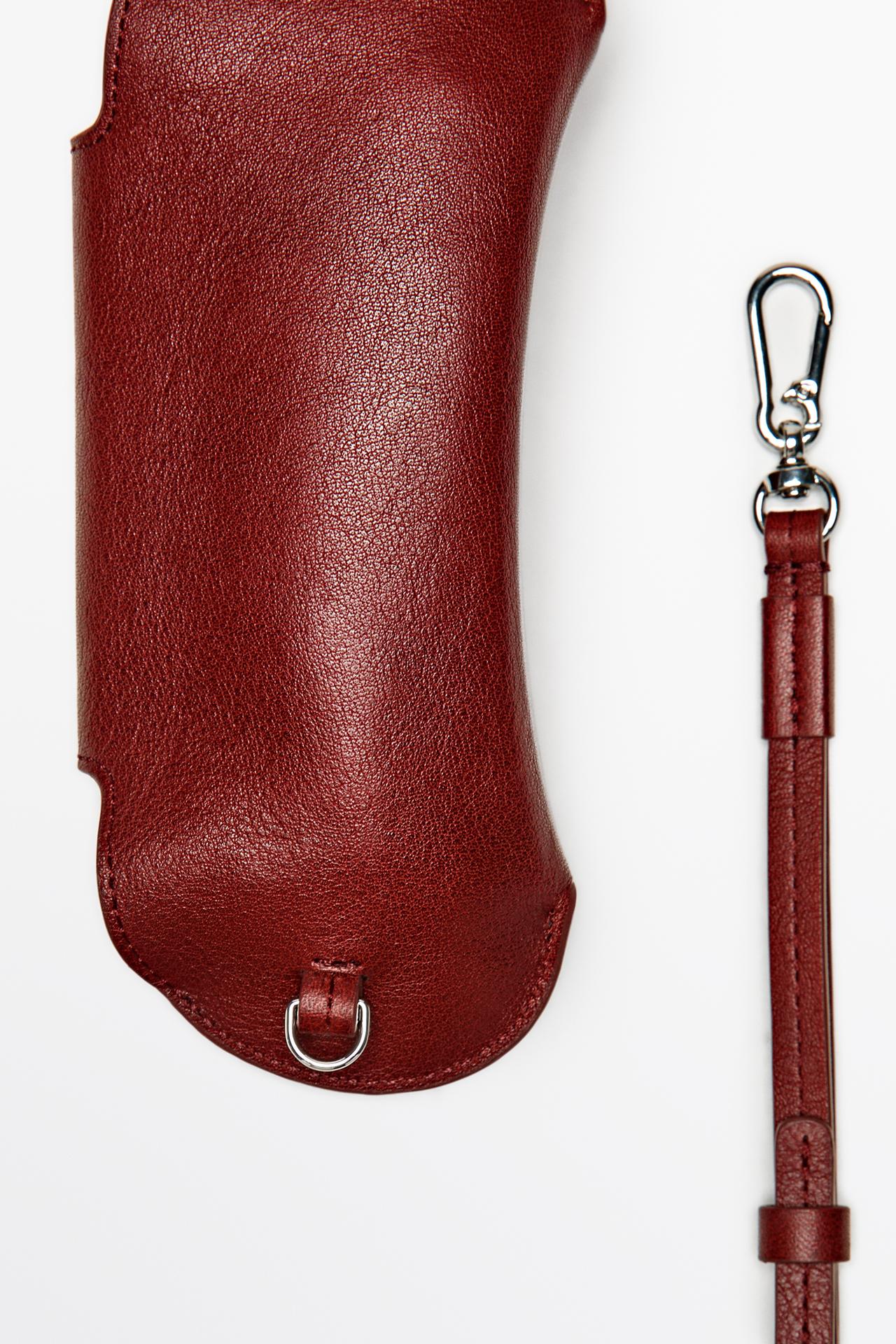 Textured nappa leather glasses case — RED