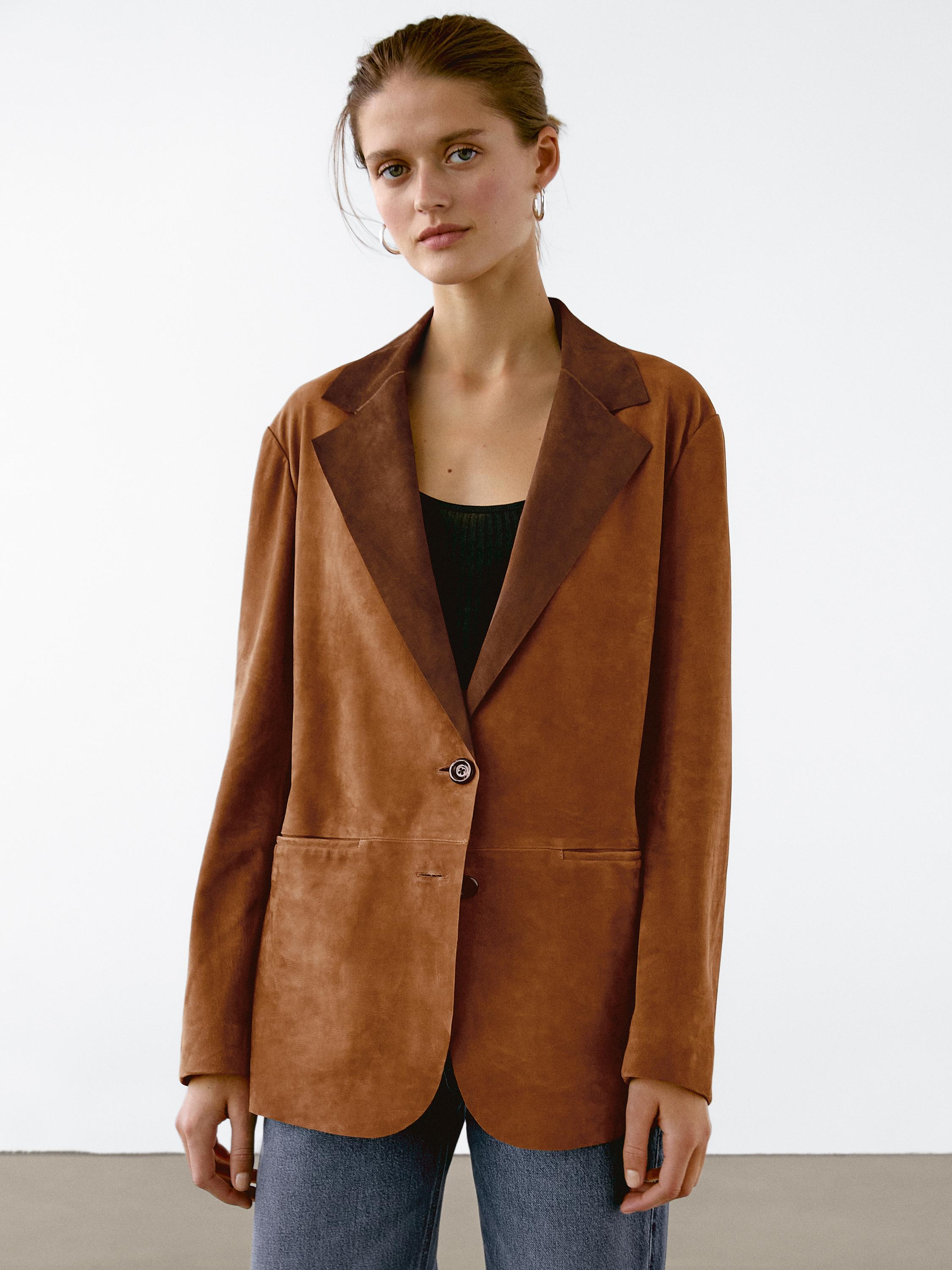 Flowing suede leather blazer