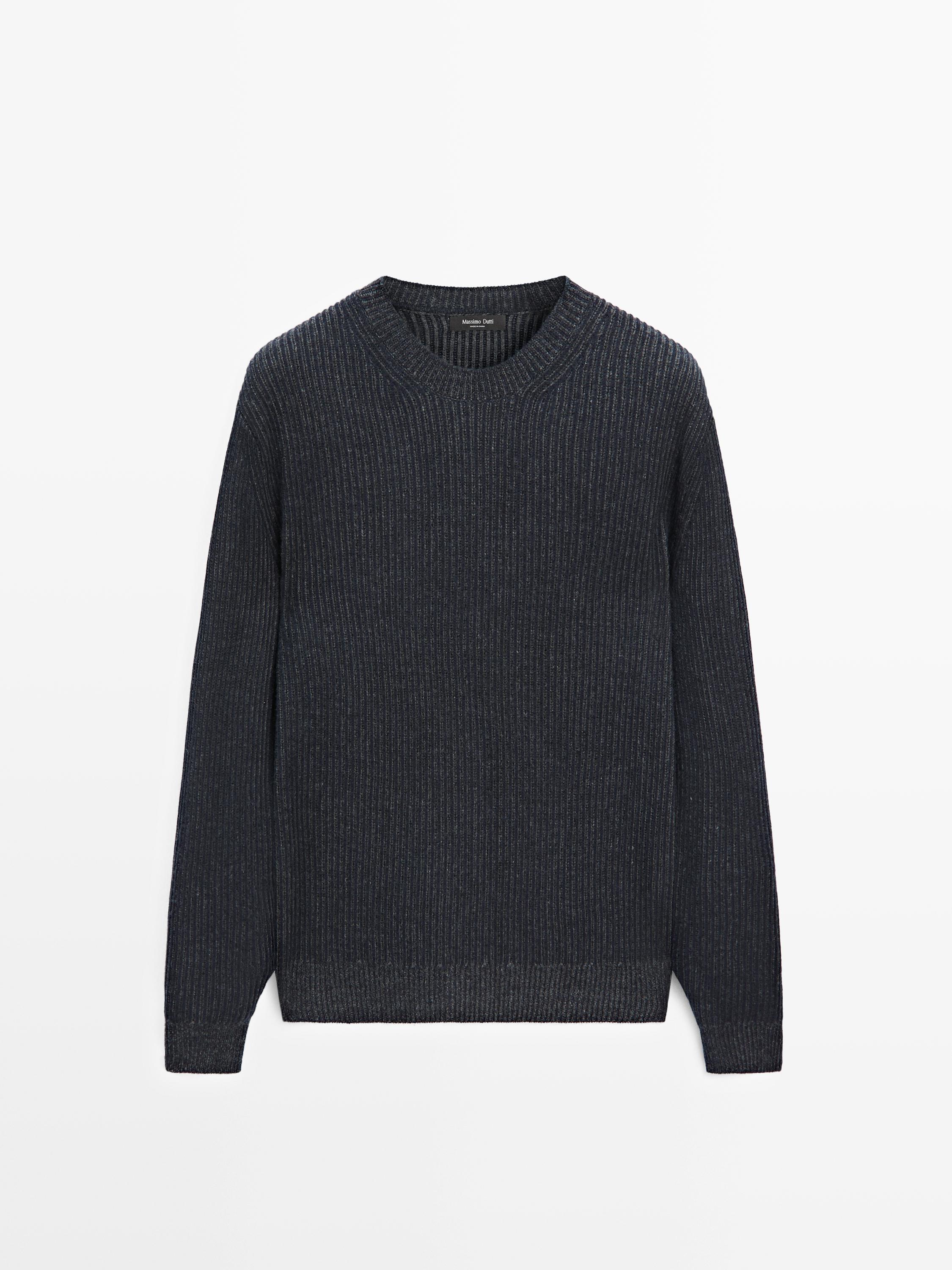 Wool blend crew neck sweater