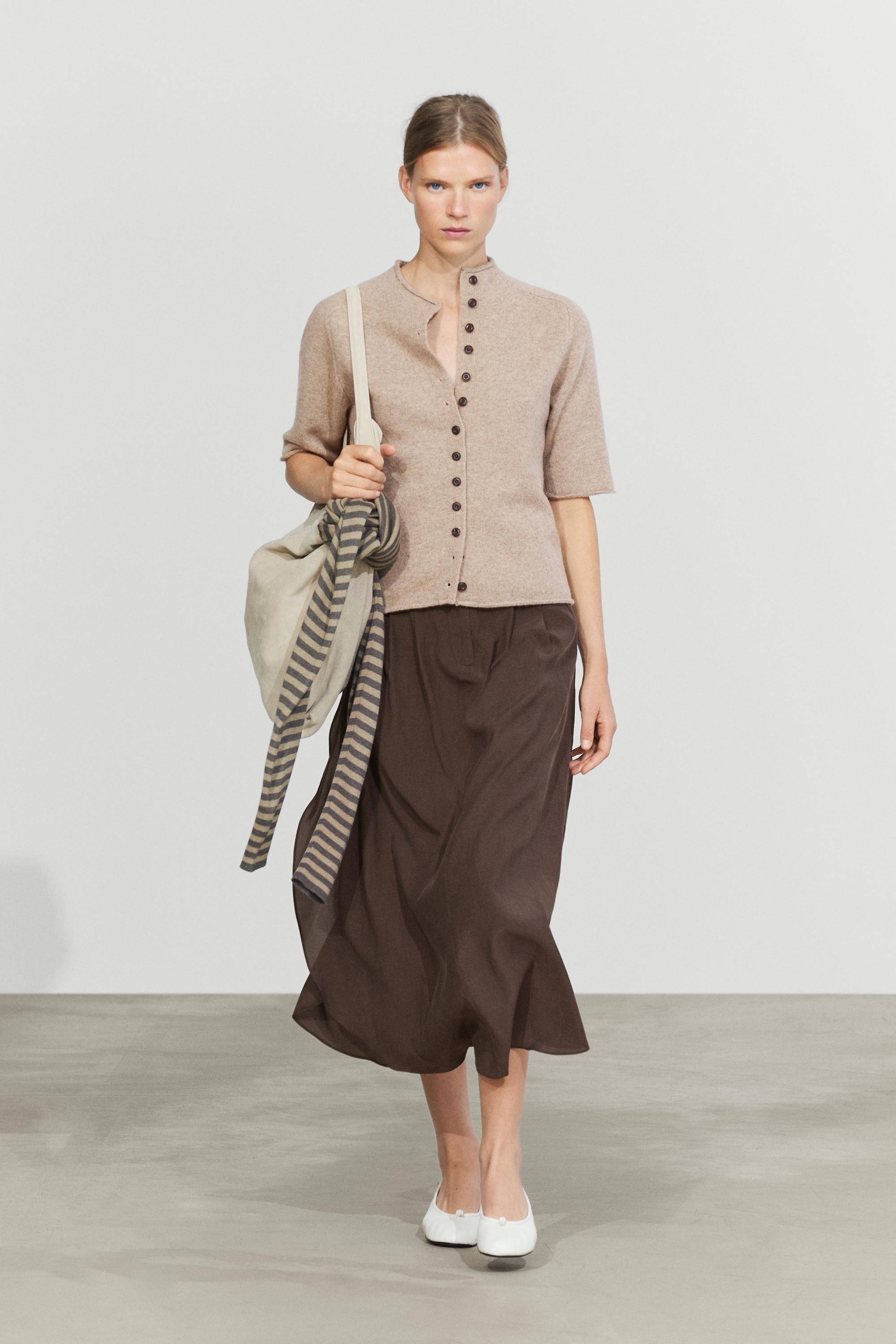 Strick-Cardigan aus 100 % Wolle mit Stehkragen