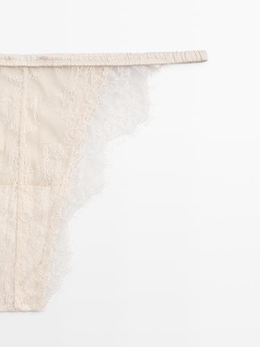 Silk briefs with lace detail — CREAM 5