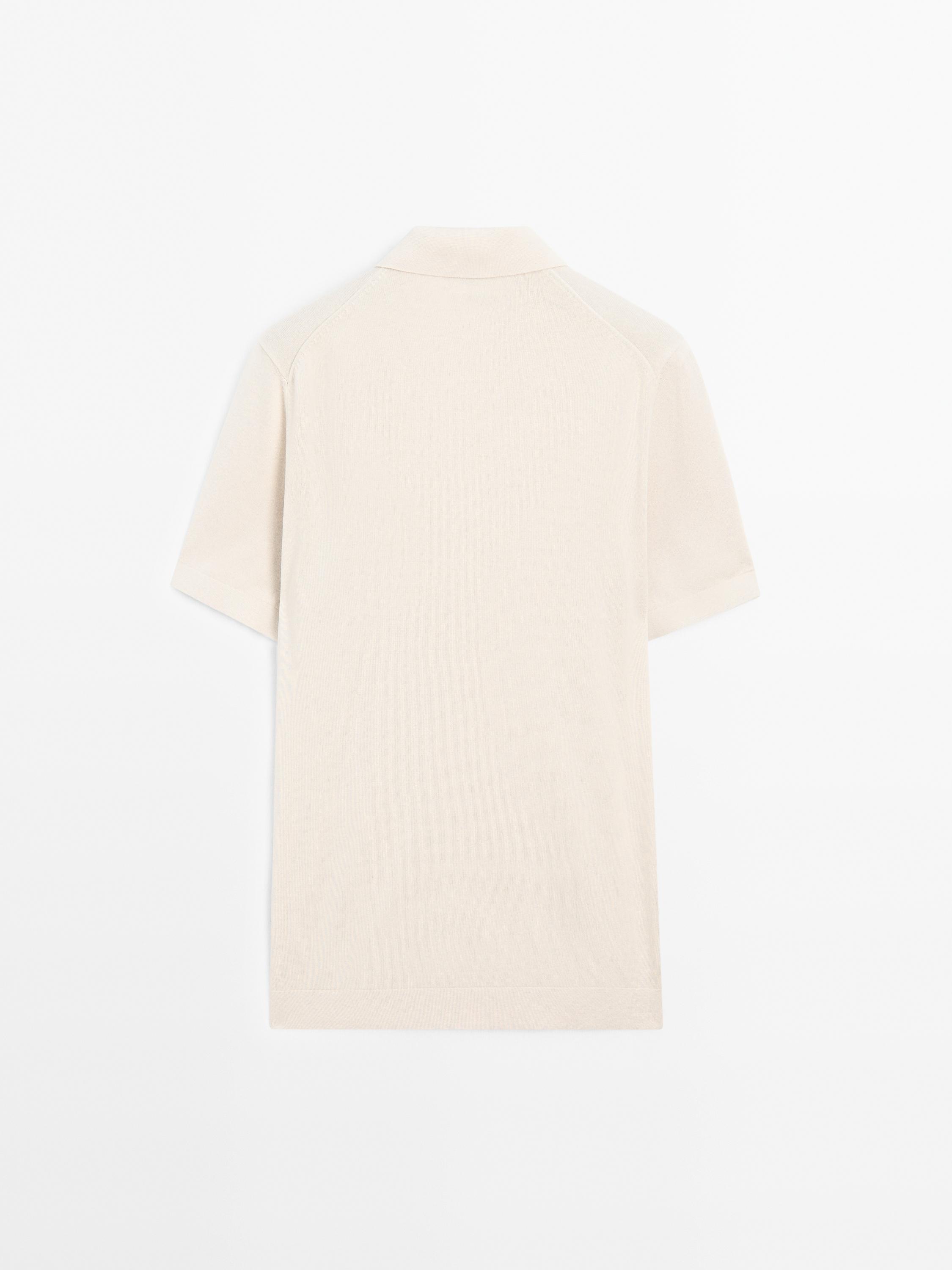 Cotton knit quarter-zip polo shirt
