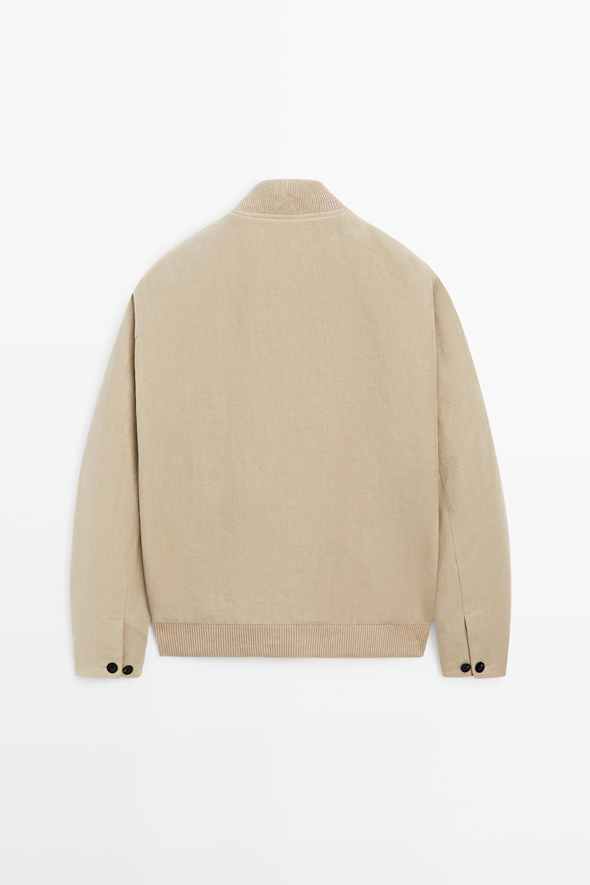 Linen bomber jacket — BEIGE