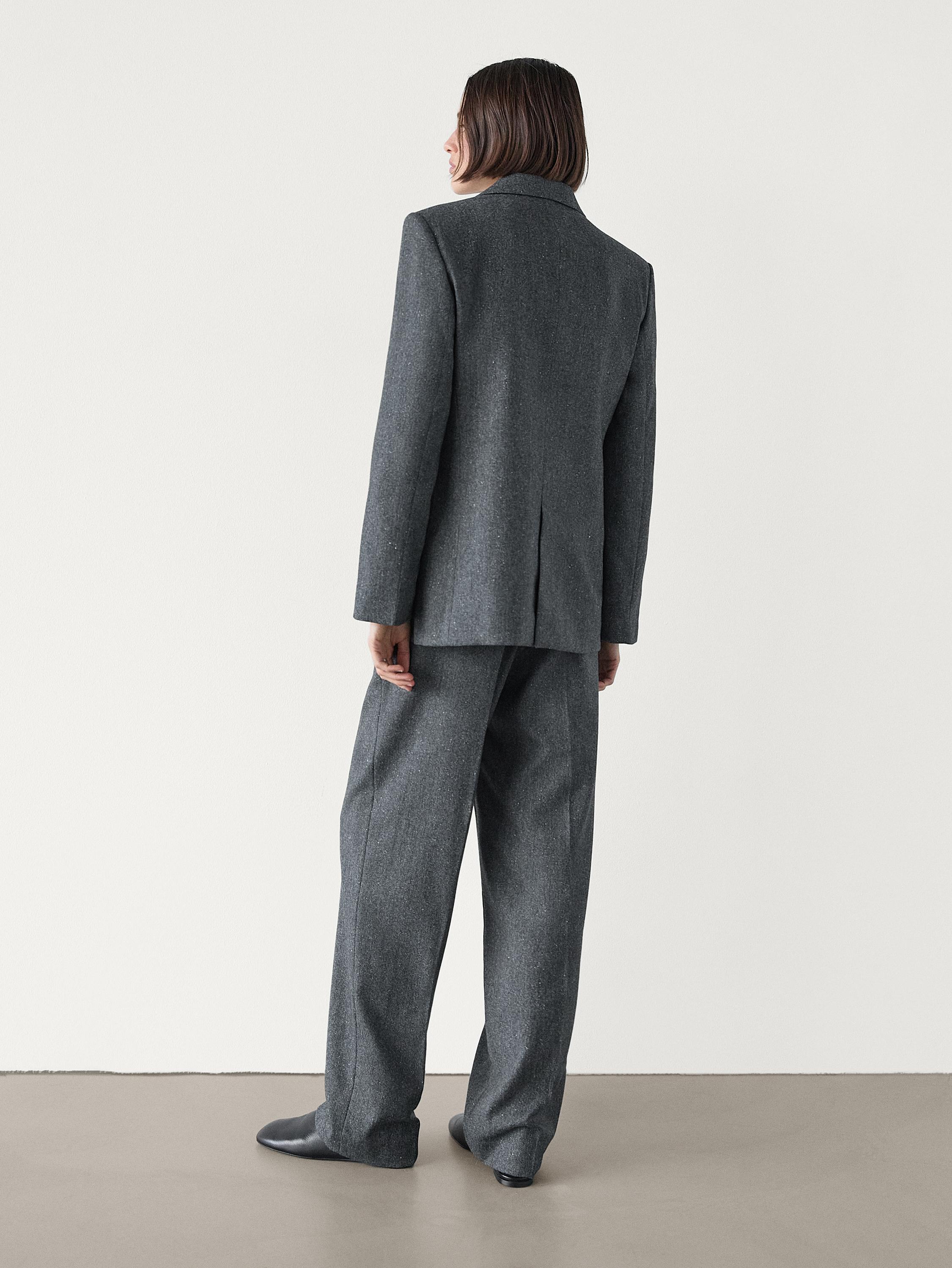 Wool blend herringbone suit blazer