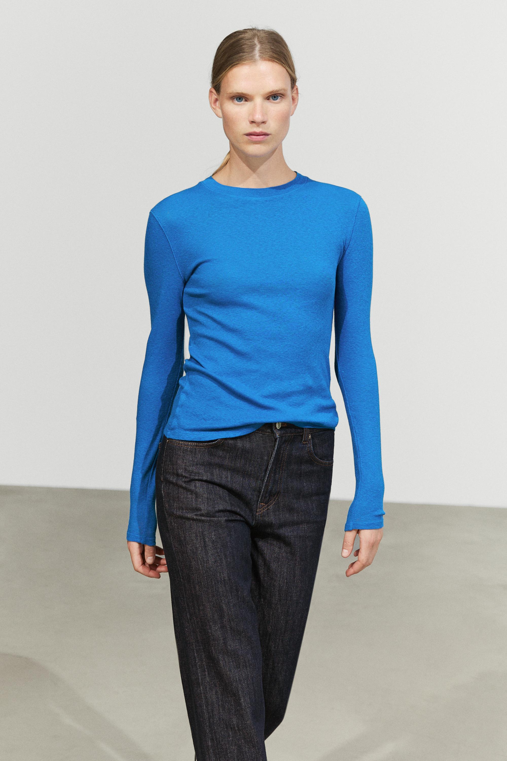 Massimo Dutti Pamuk kaşmir karışımlı triko t-shirt