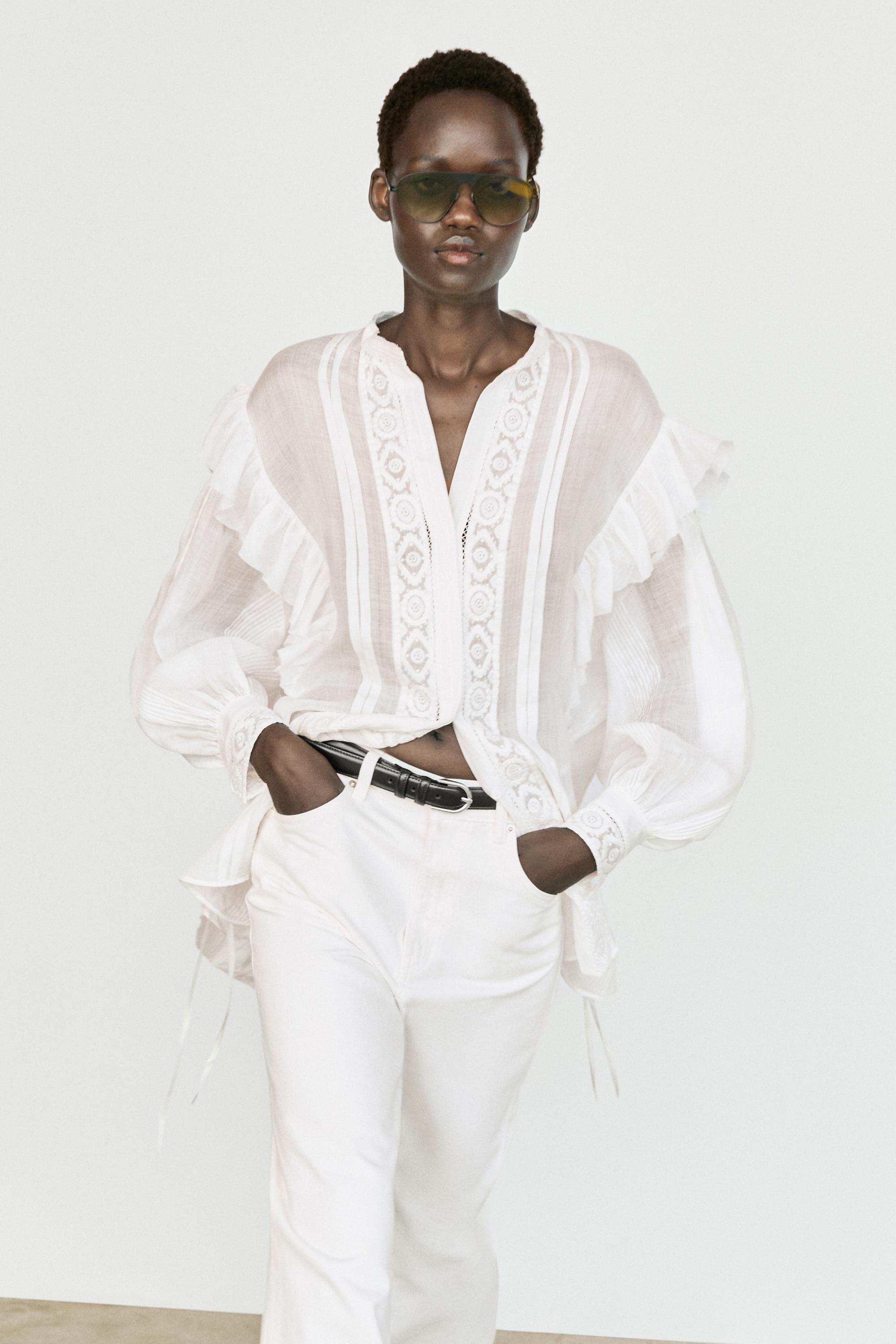 High-waist wide-leg jeans — Off white
