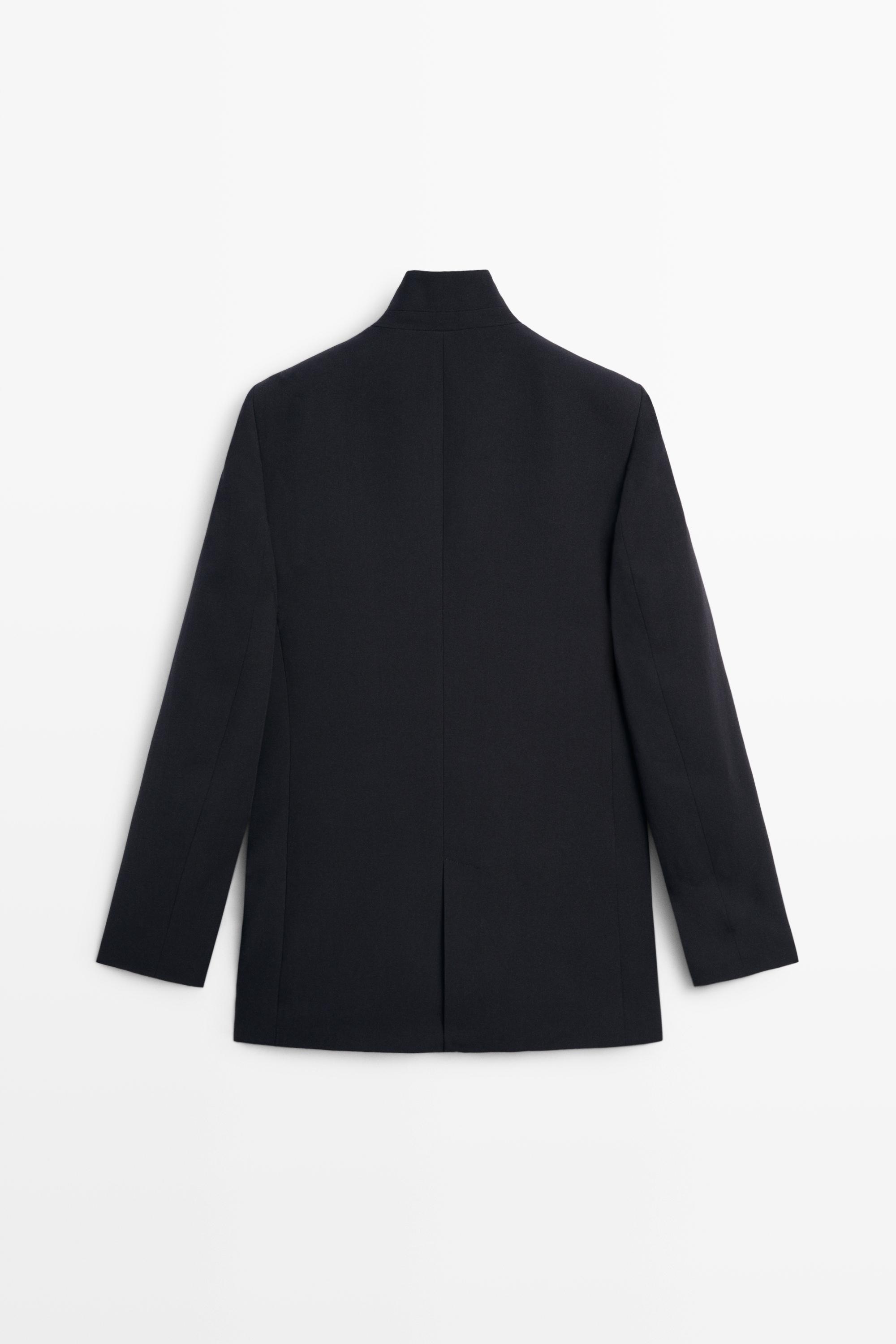 Flowy button-detail blazer — NAVY BLUE