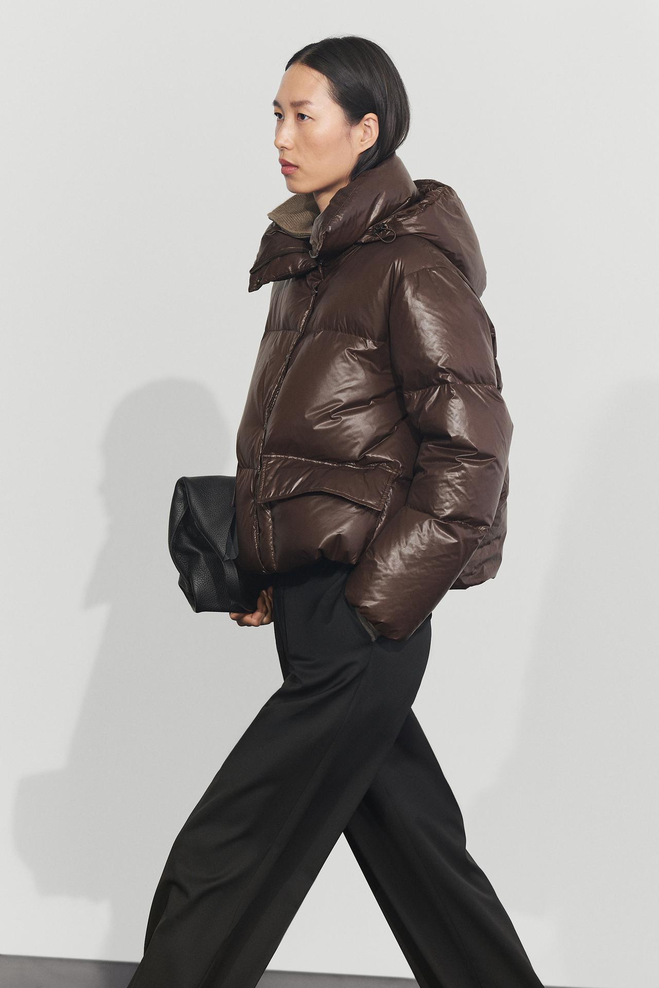 Stand-up collar down jacket — BROWN
