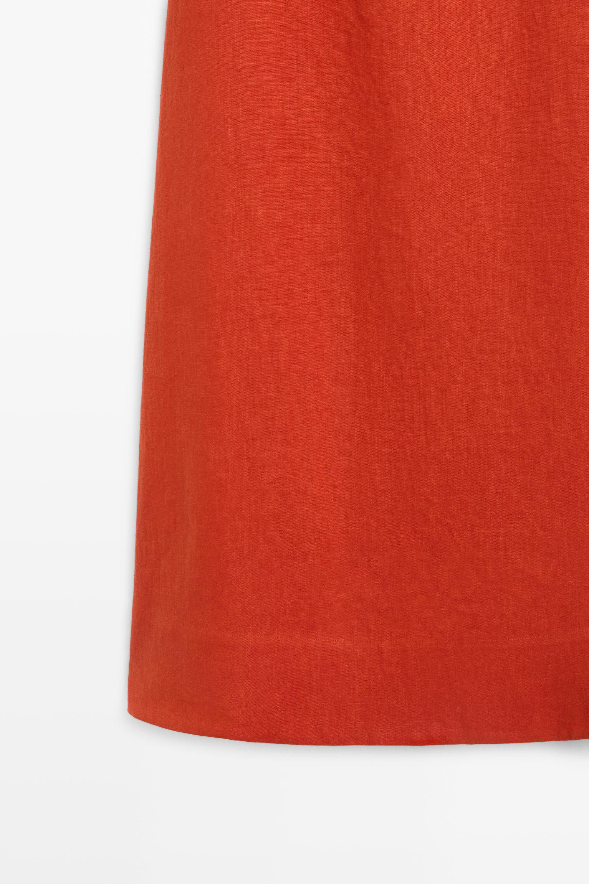 100% linen halter dress — RED