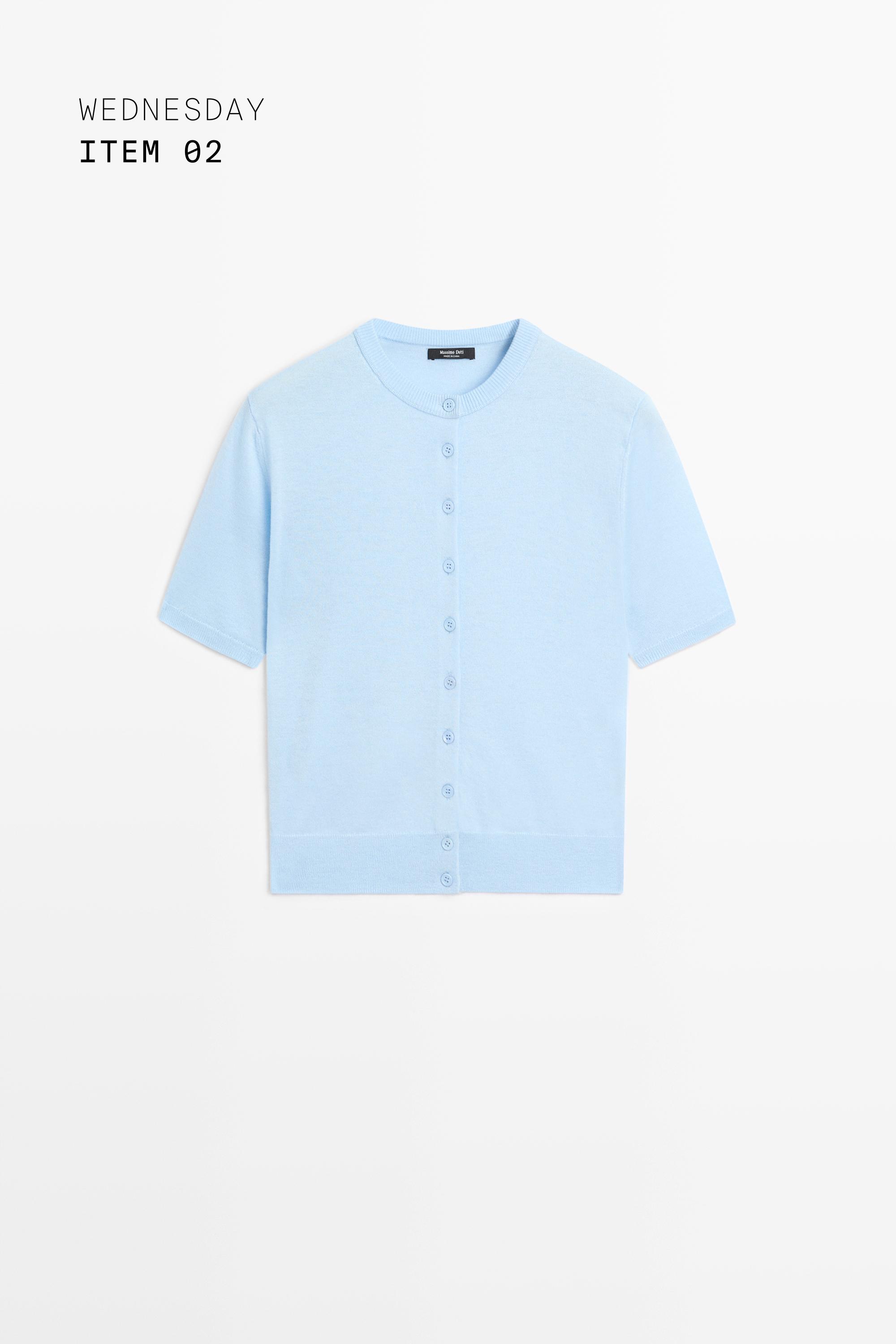 Short sleeve cardigan — SKY BLUE