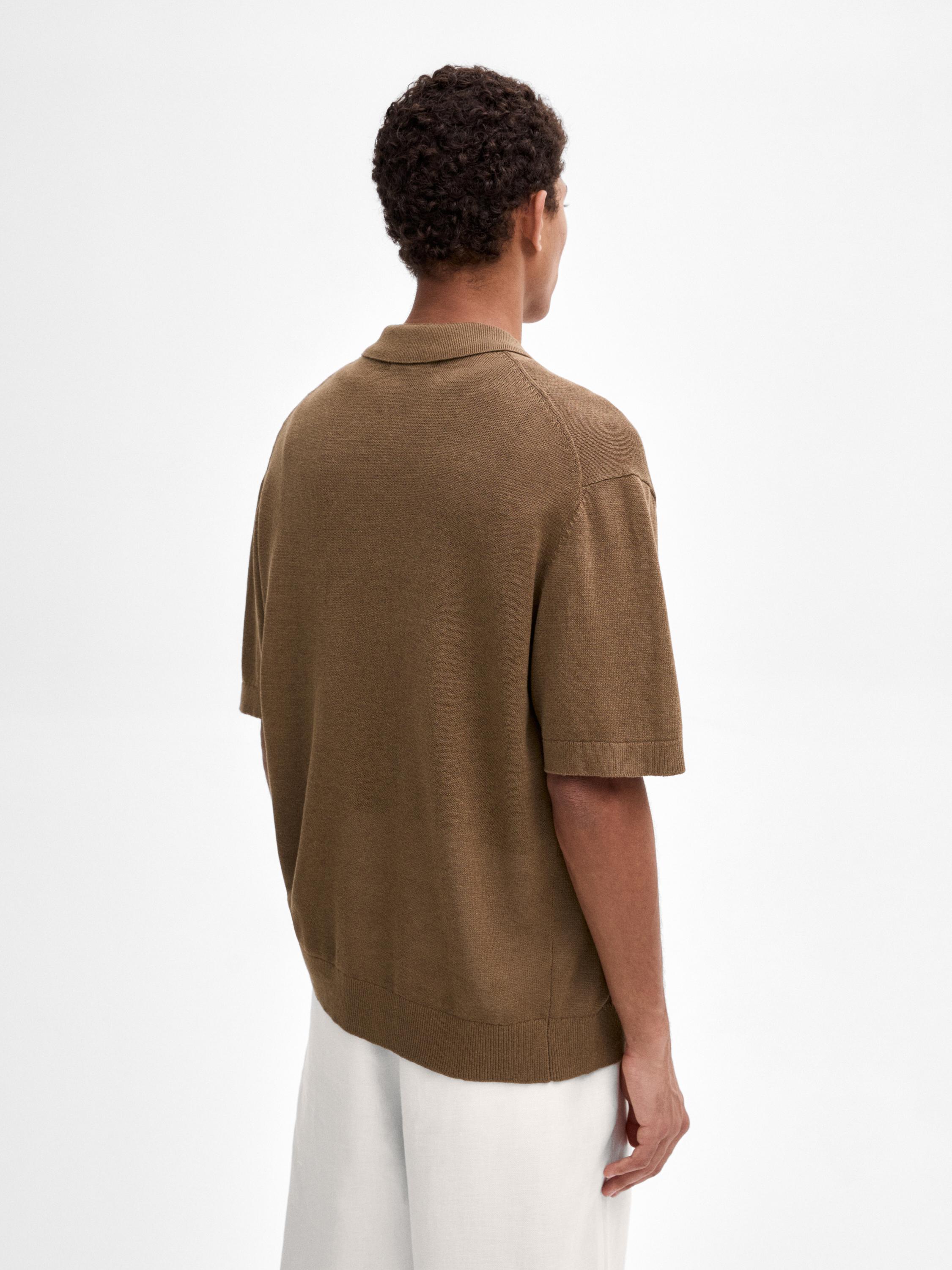 Linen blend short sleeve cardigan