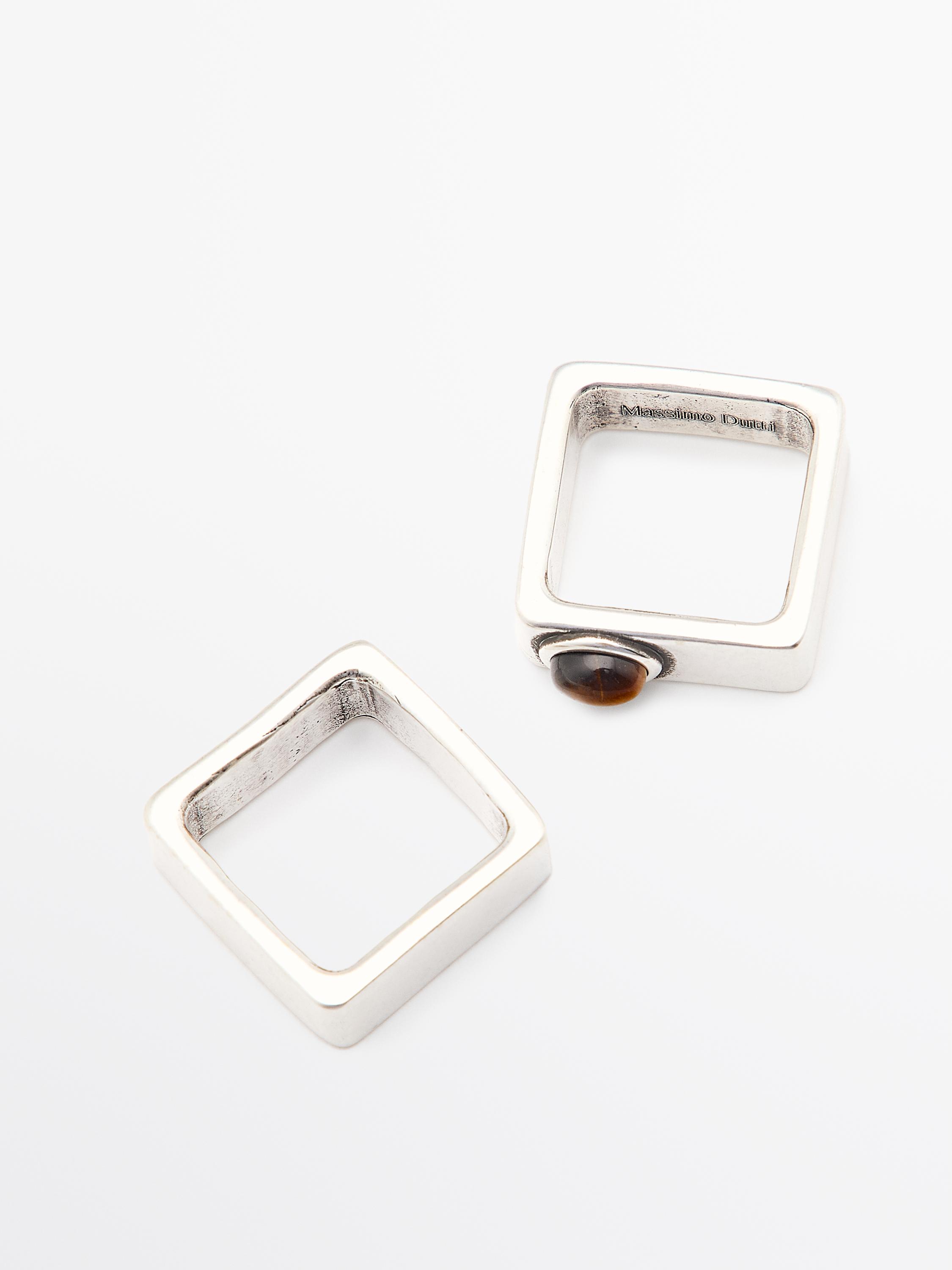Pack of geometric stone rings