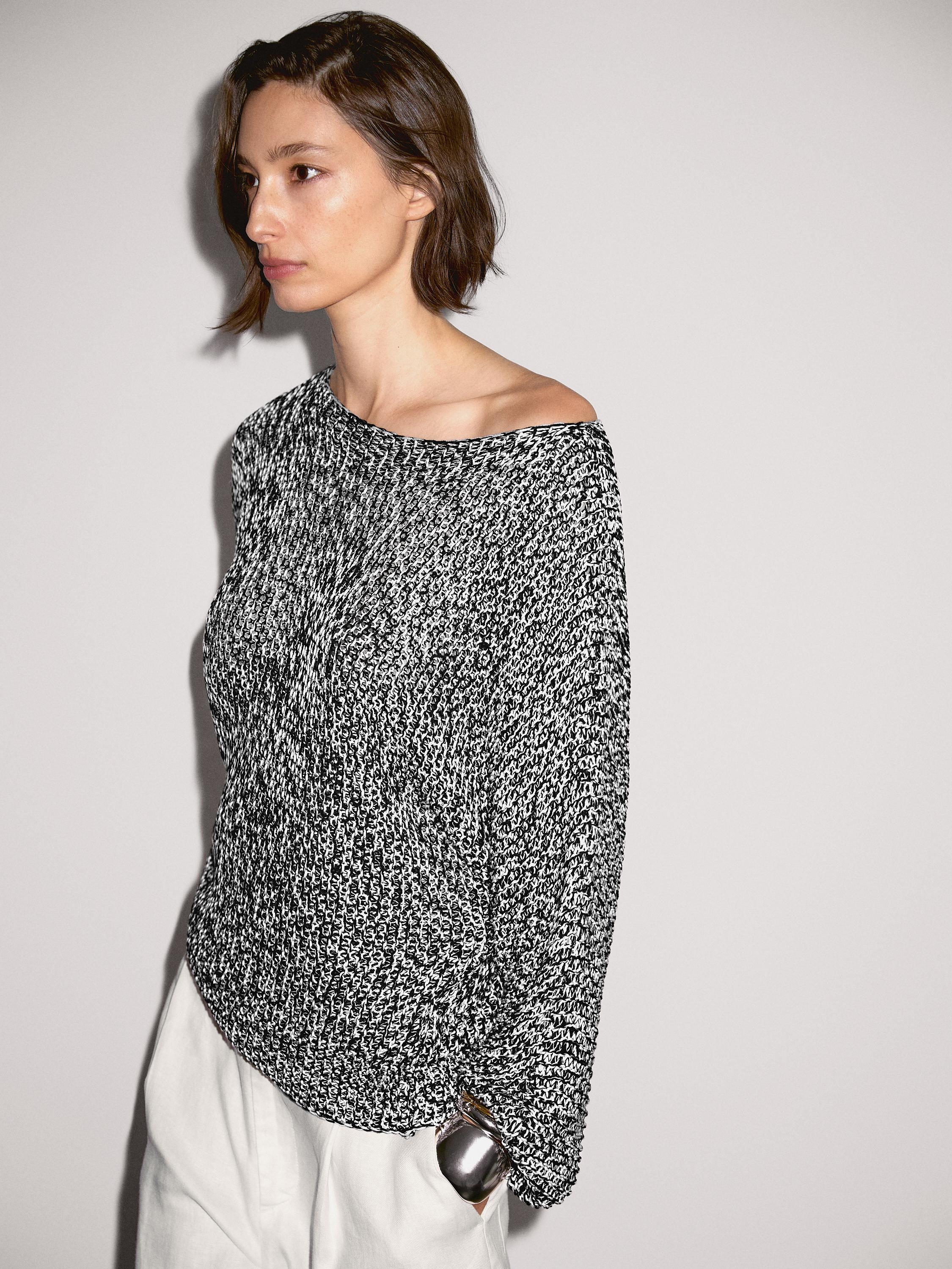 Flecked cotton knit sweater