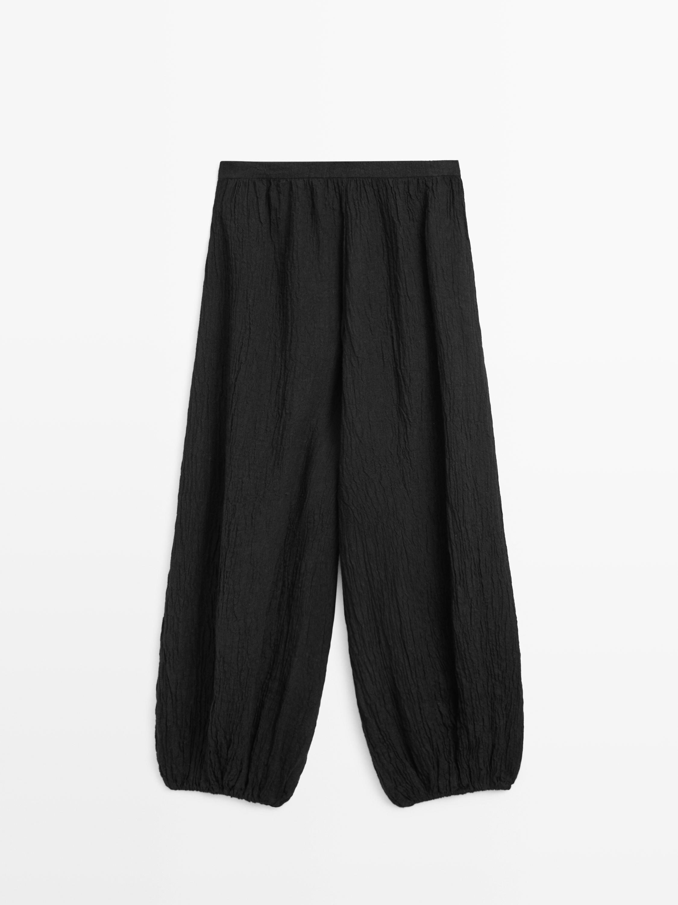 Linen sarouel trousers — BLACK