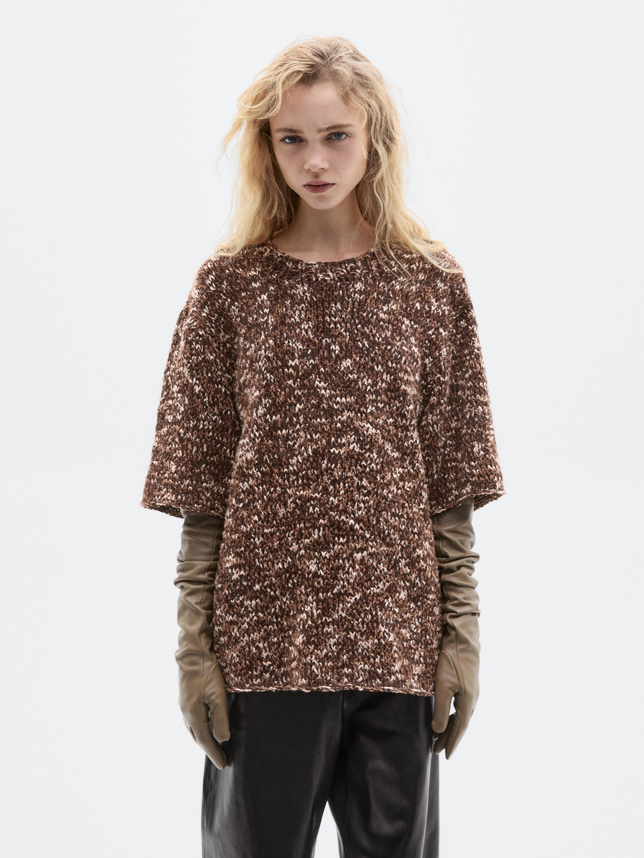 Kombinierter Strickpullover mit Leder - LIMITED