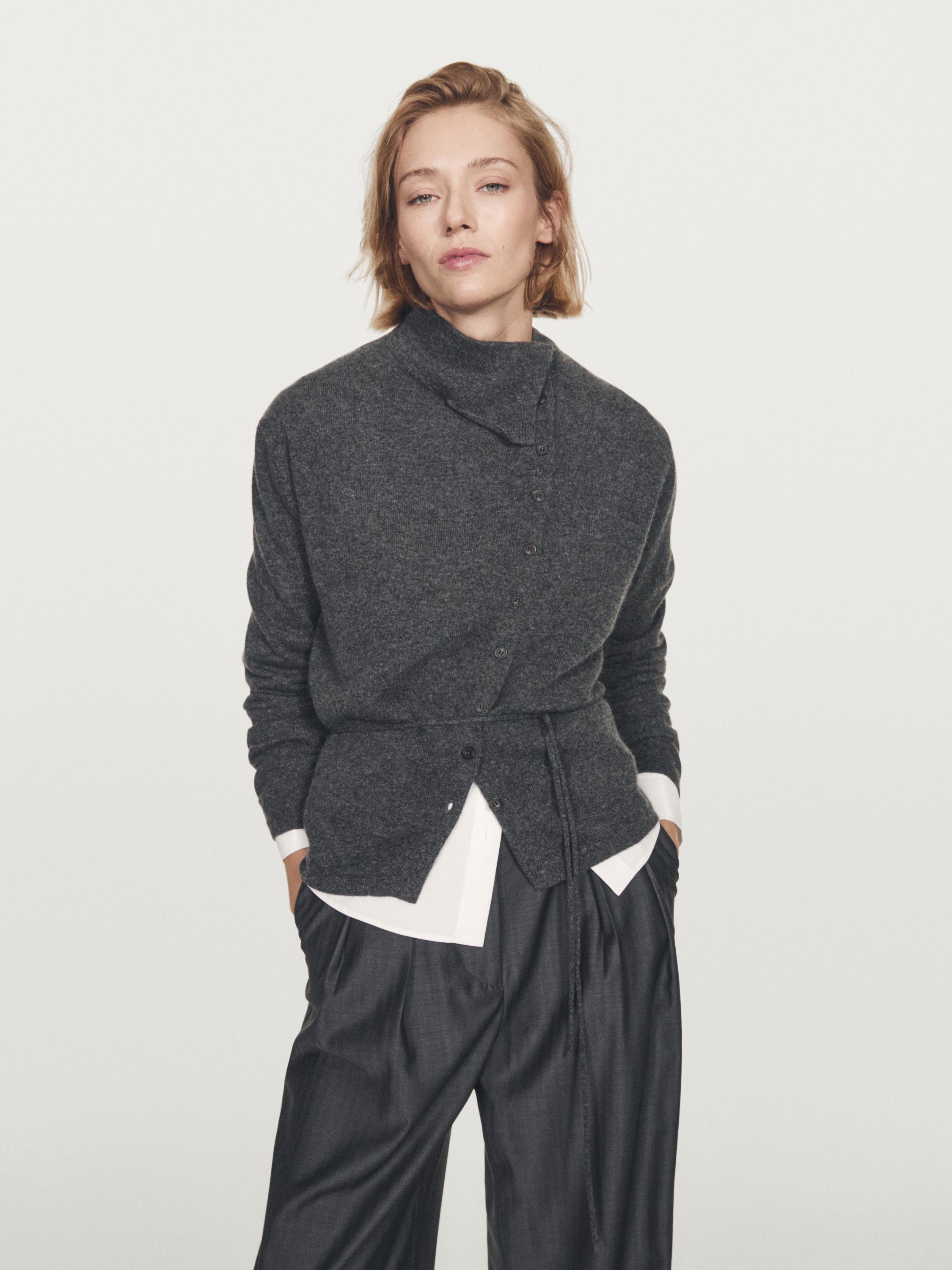 Cardigan 100 % cachemire à col roulé