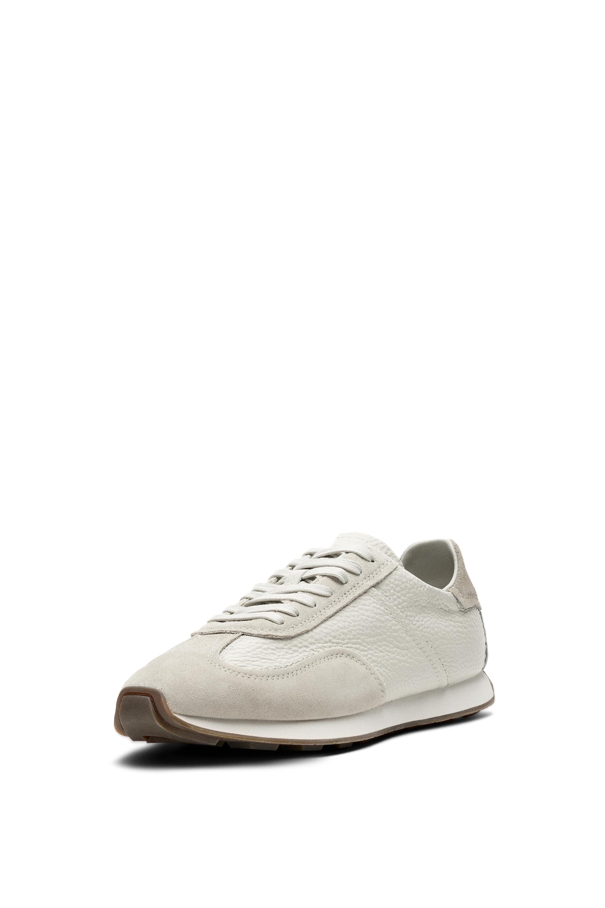 Milled nappa leather sneaker — WHITE