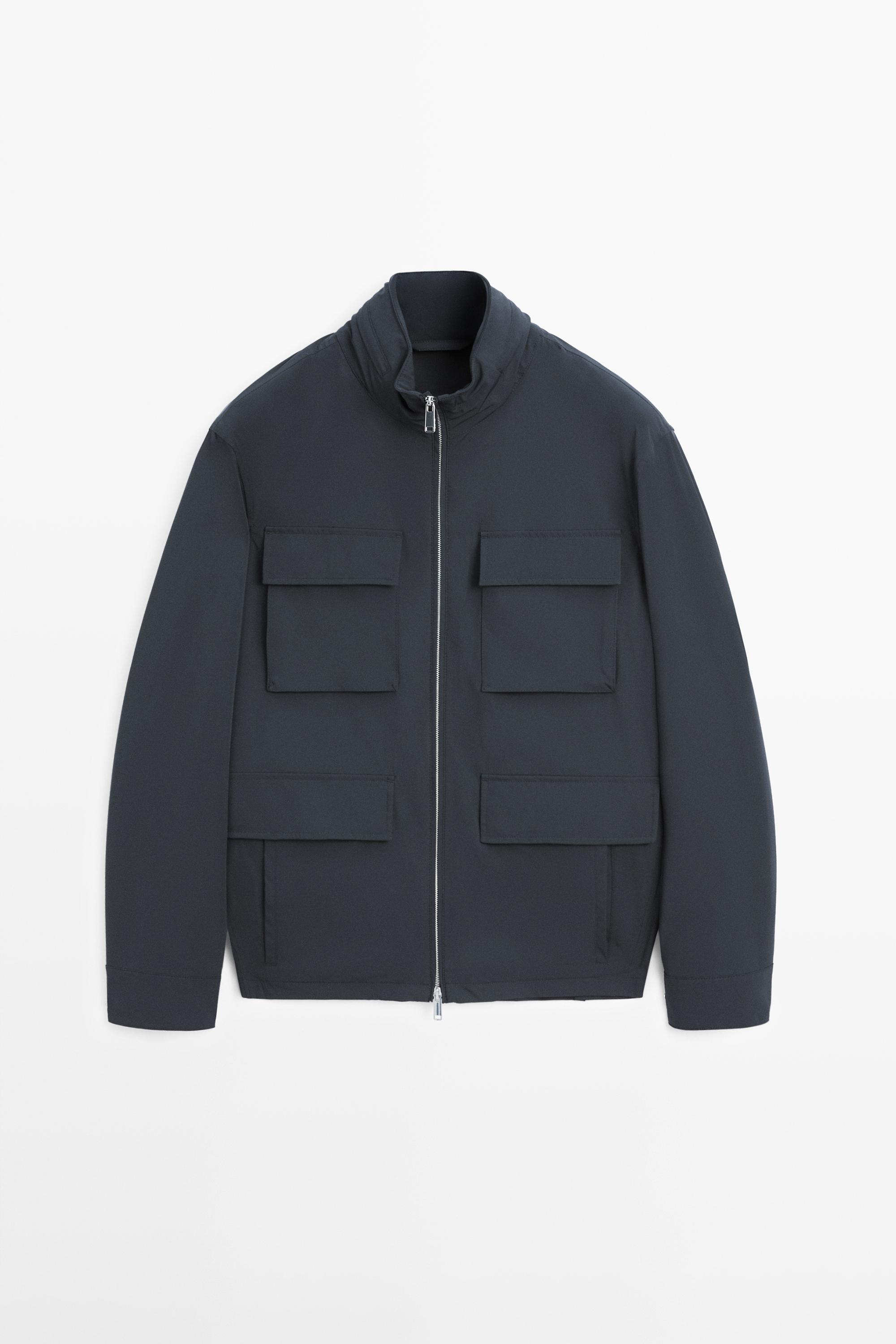 Stretch fabric jacket — NAVY BLUE
