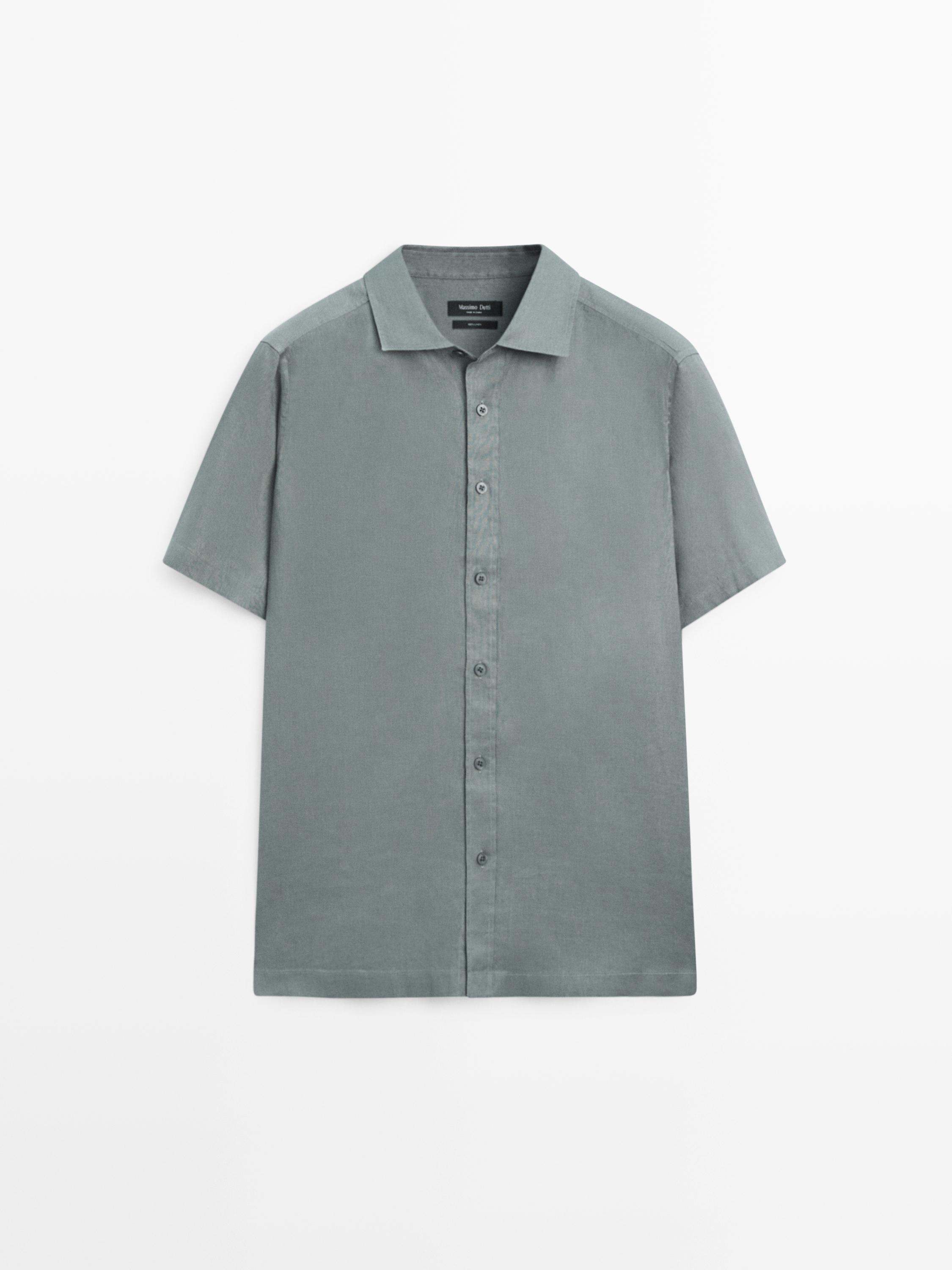 Hemd aus 100 % Leinen mit kurzen Ärmeln