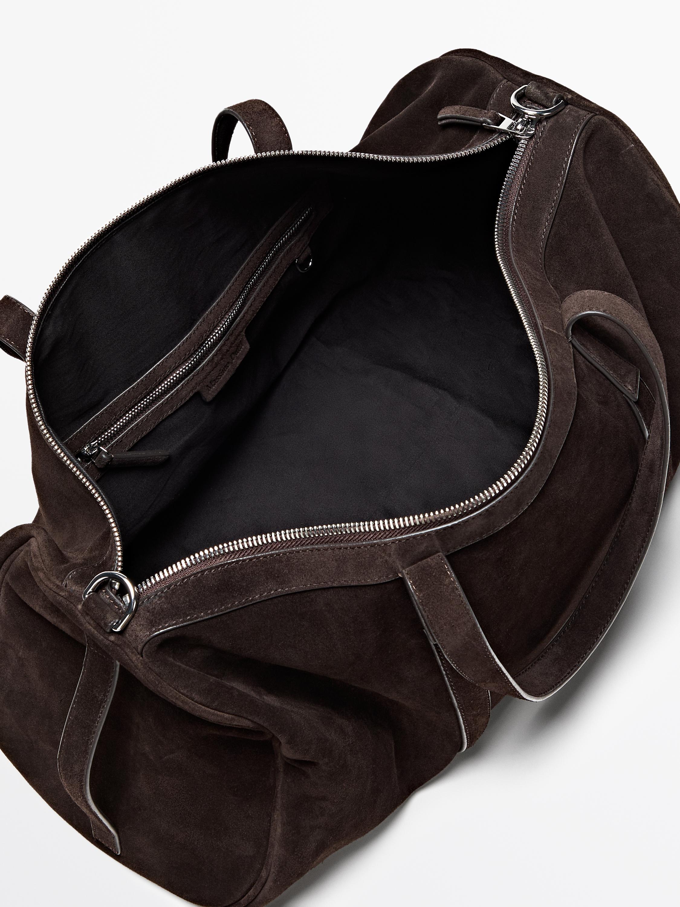 Suede leather travel bag — BROWN