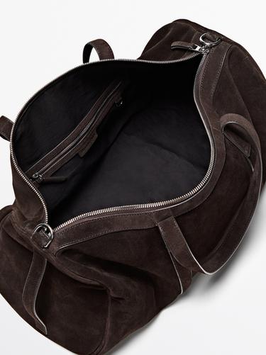 Suede leather travel bag — BROWN 6