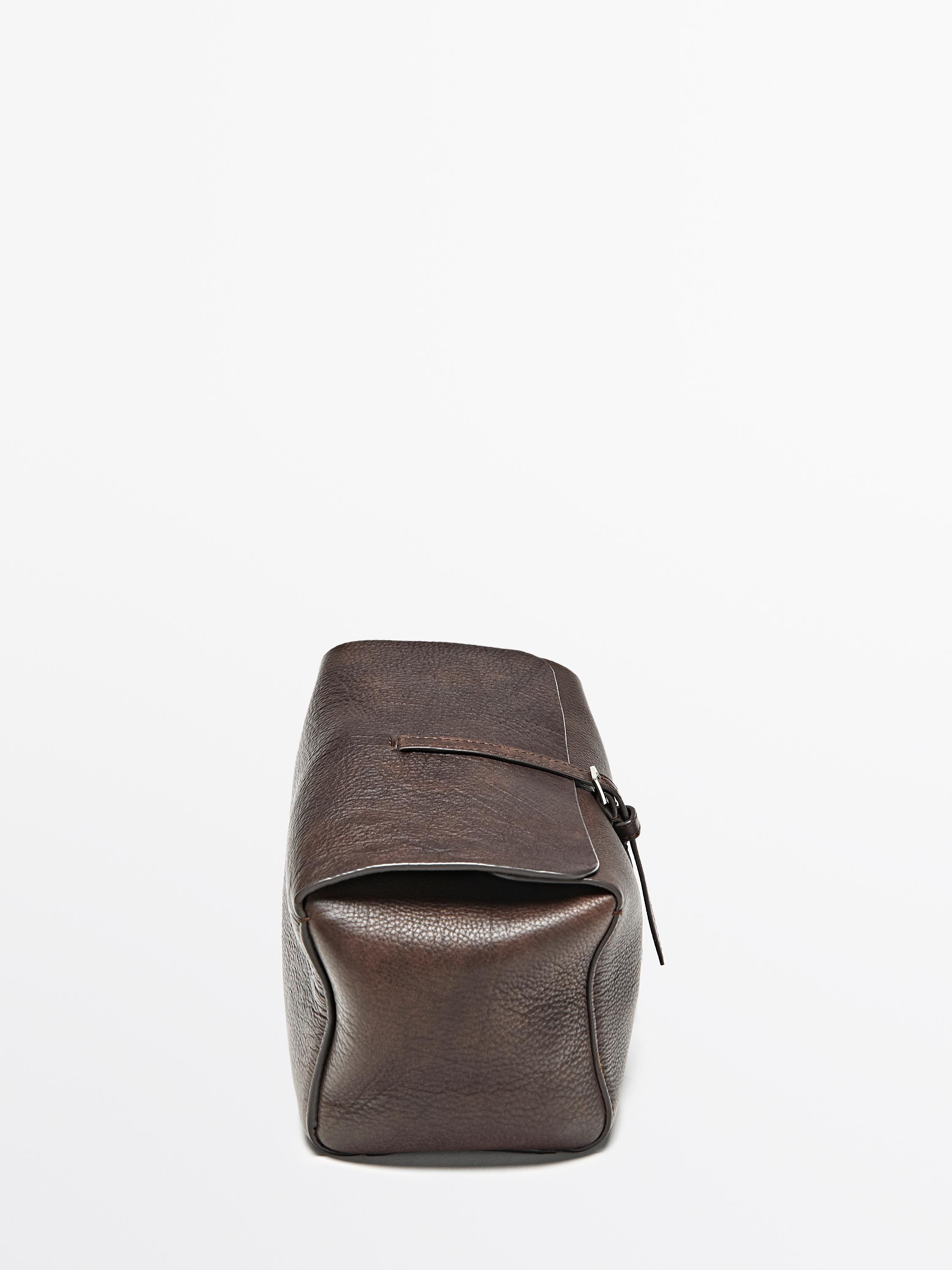 Nappa leather travel toiletry bag — BROWN