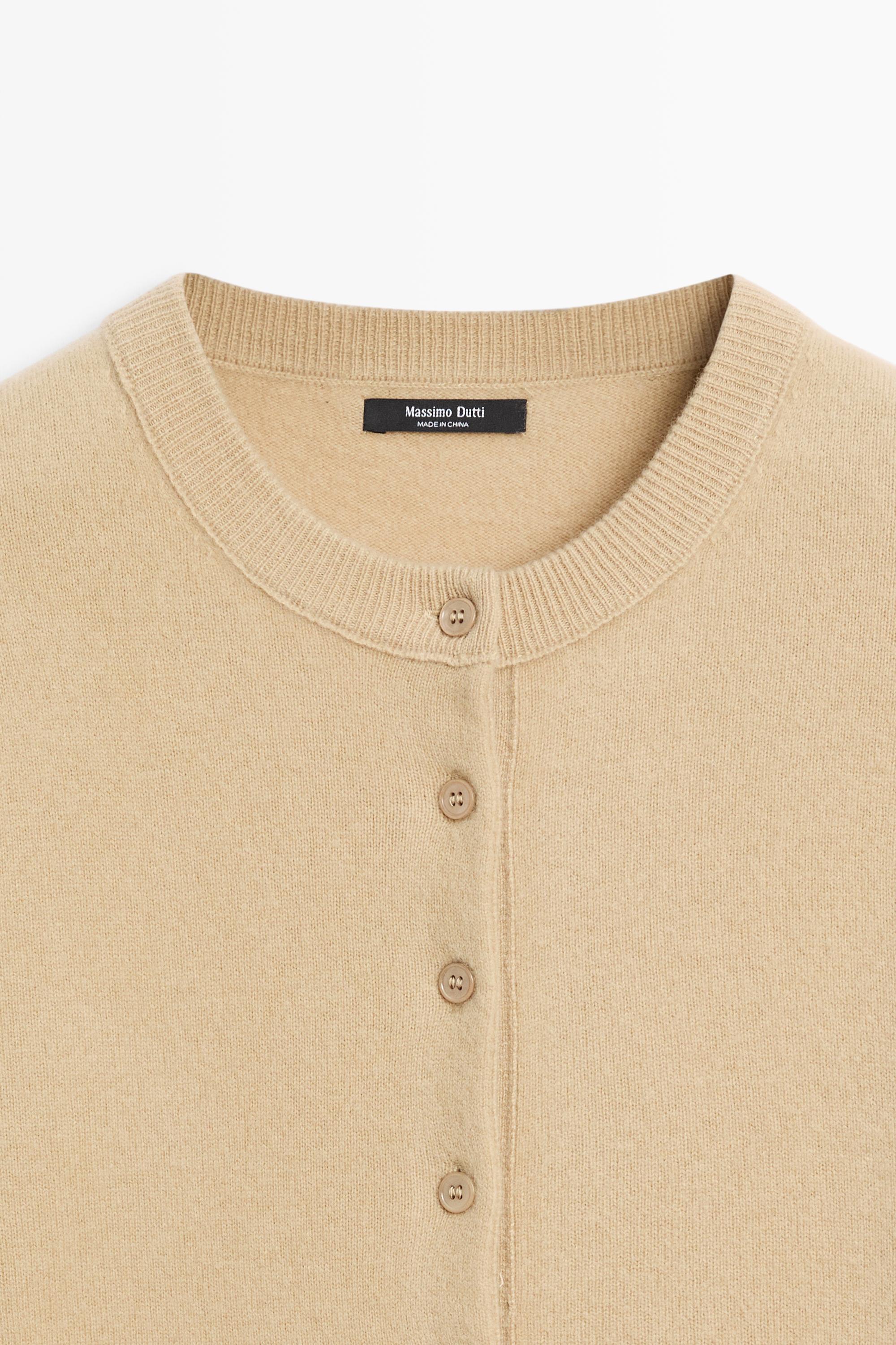 Button-detail knit cardigan — CAMEL