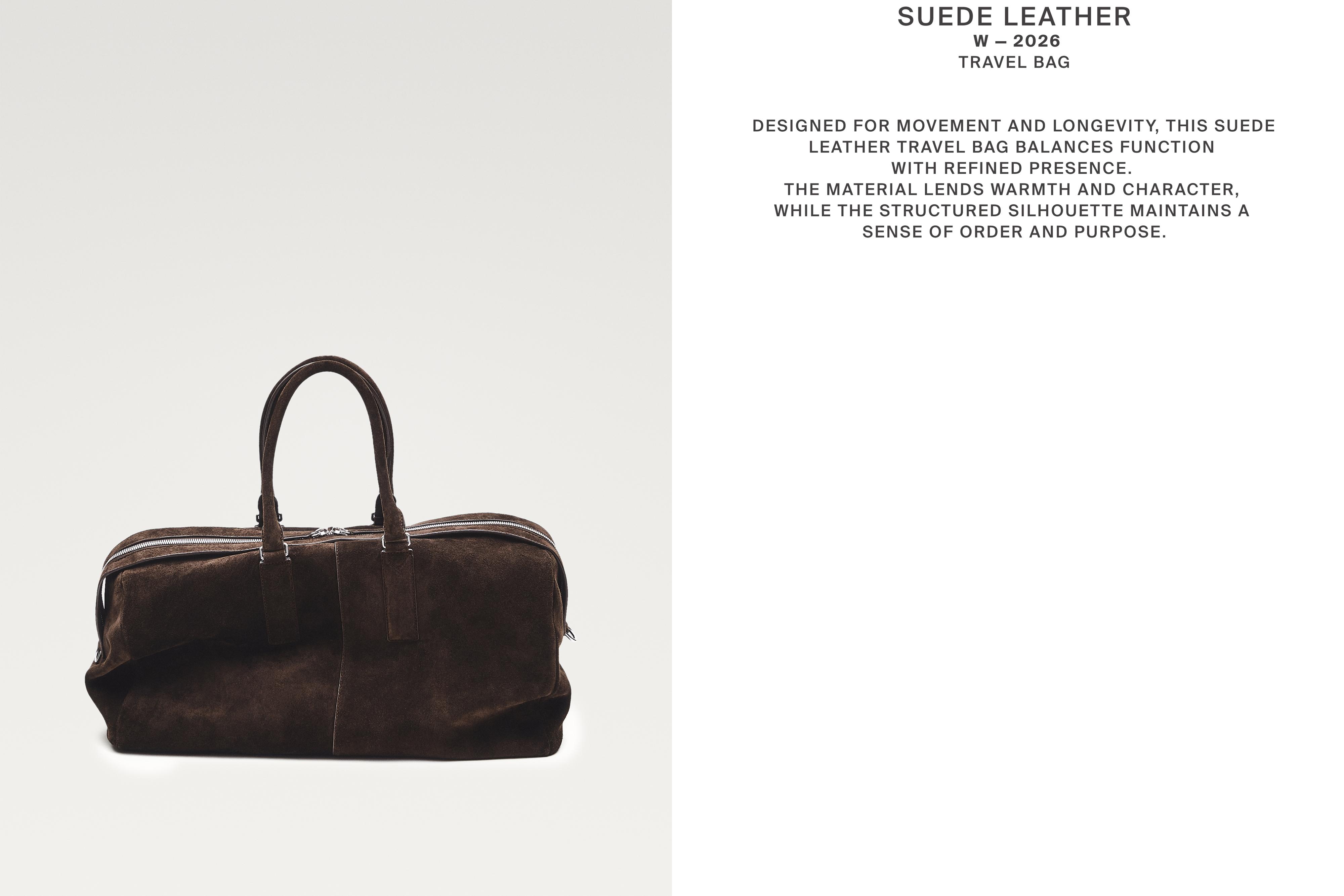 Suede leather travel bag — BROWN