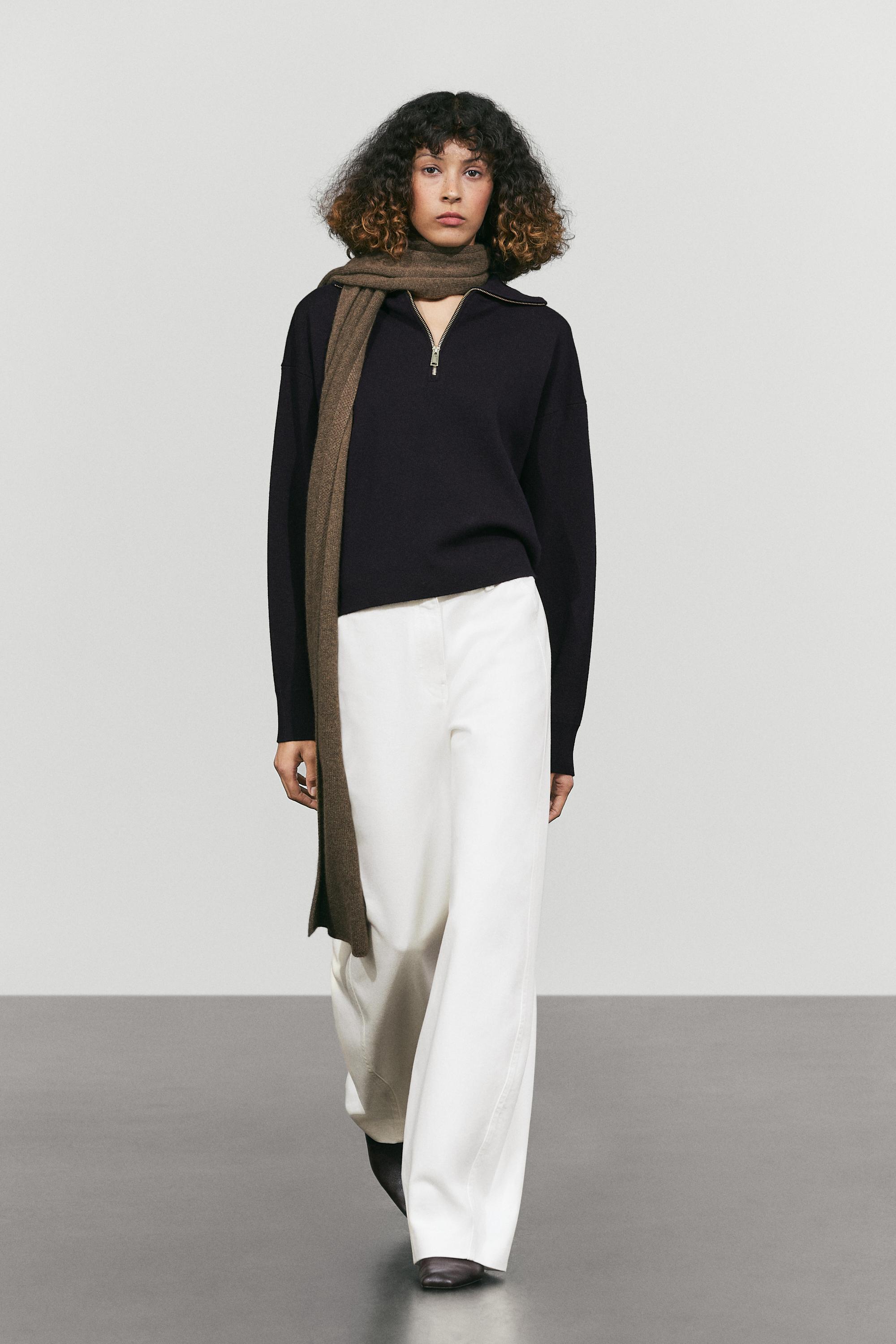 Cotton blend quarter-zip knit polo sweater