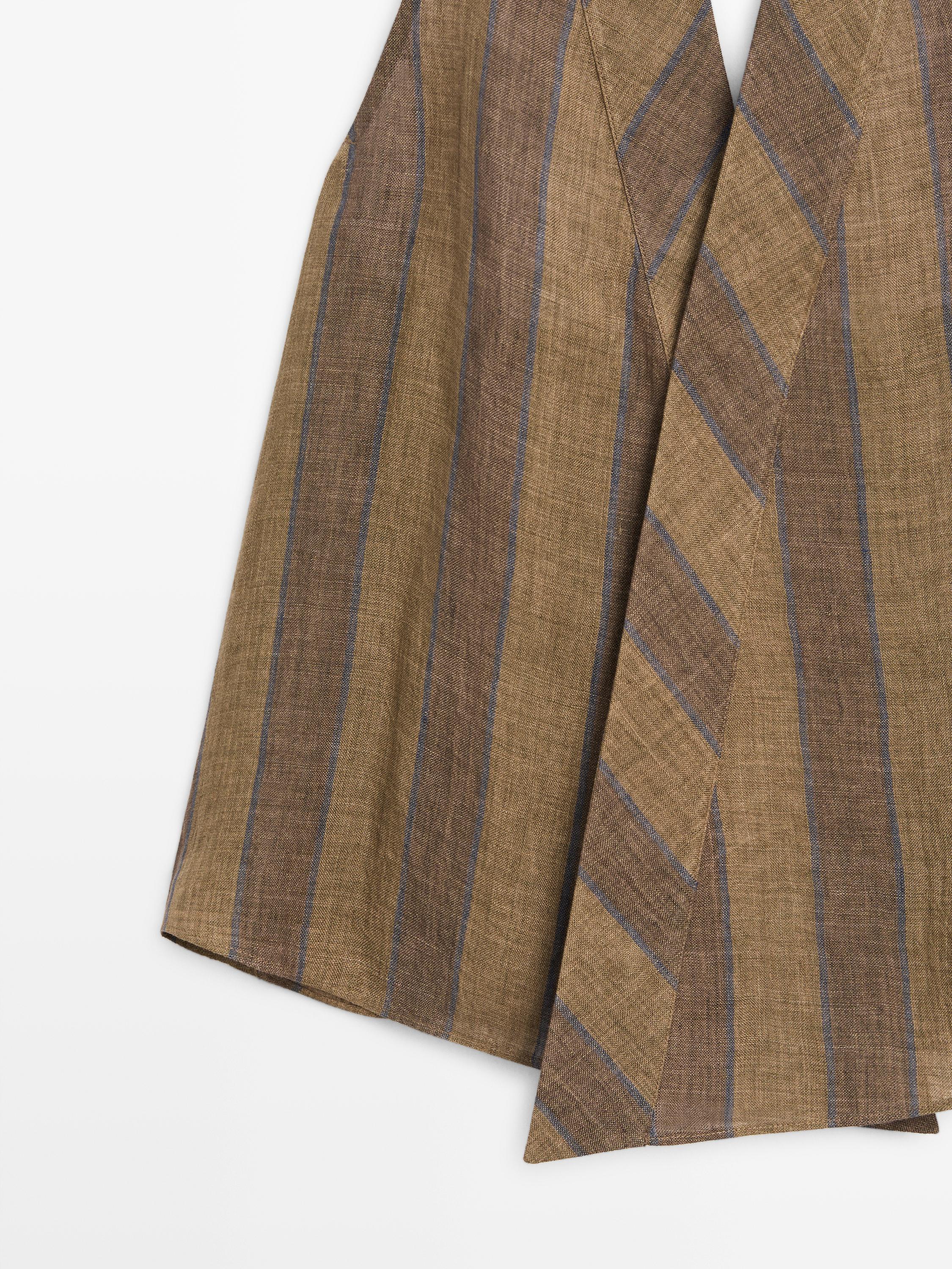 Printed waistcoat with crossover neckline — KHAKI
