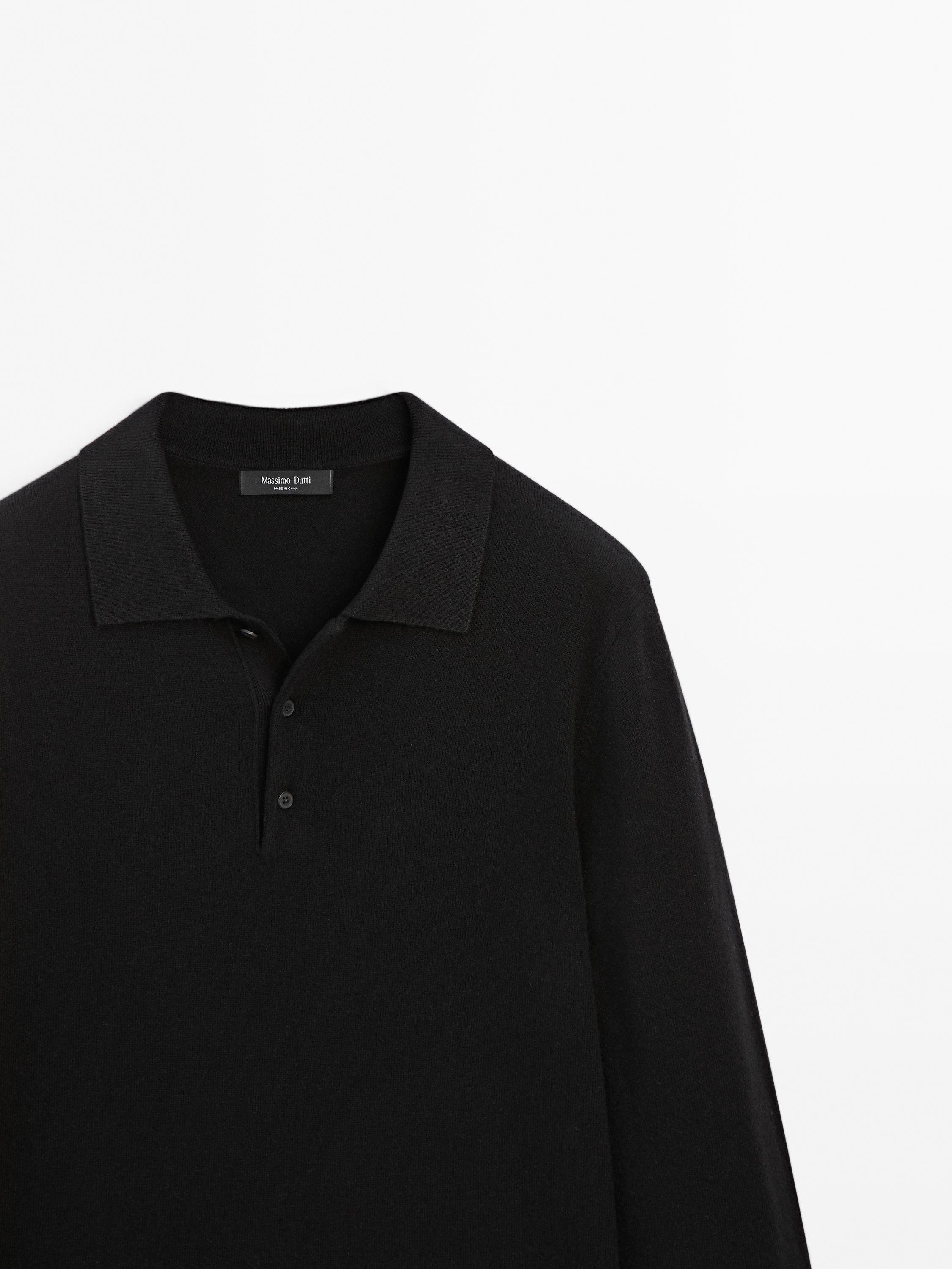 Wool blend polo collar sweater