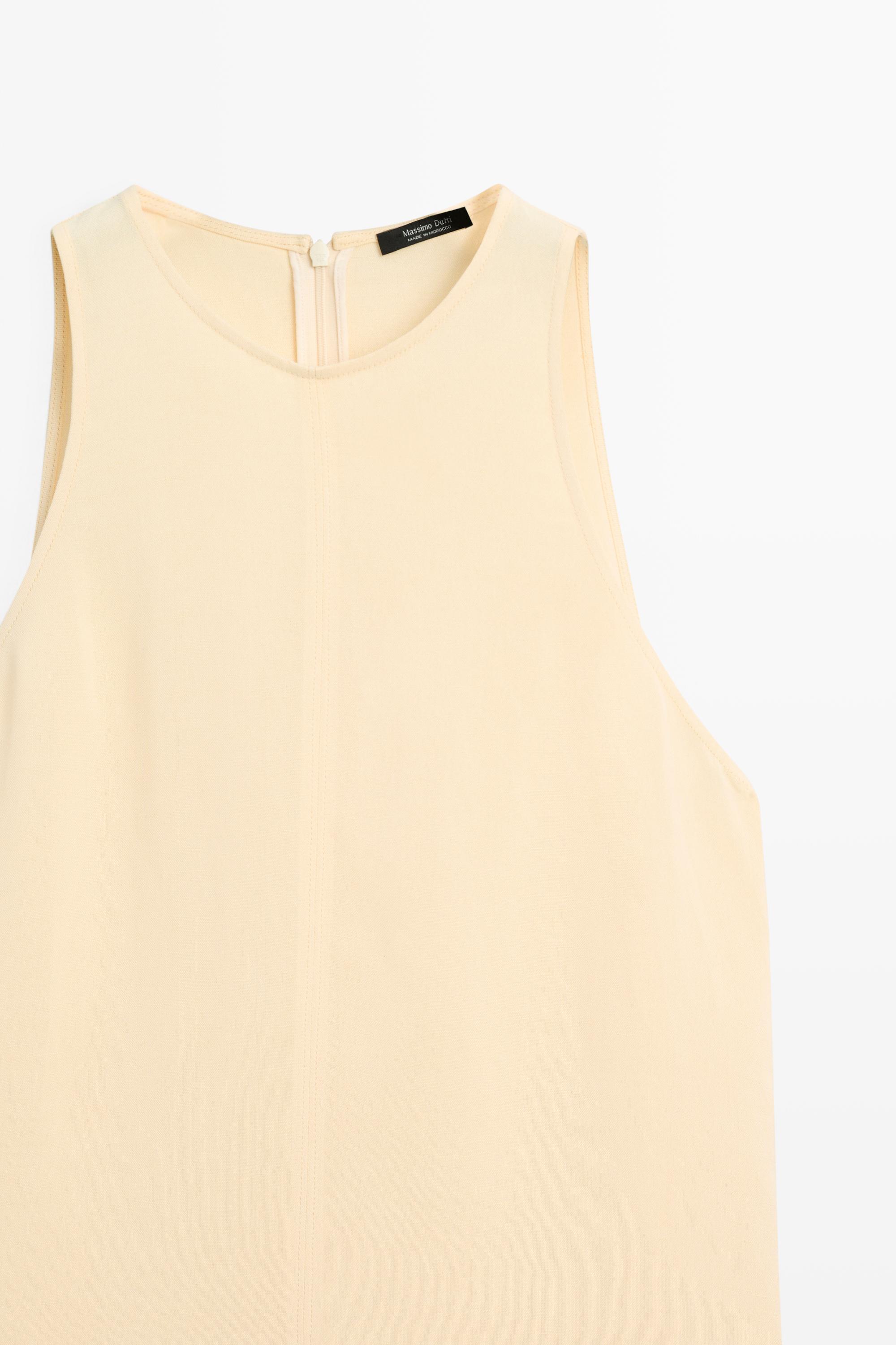 massimo dutti linen halter dress 100% Linen Halter Midi Dress - White - 4 - Massimo Dutti