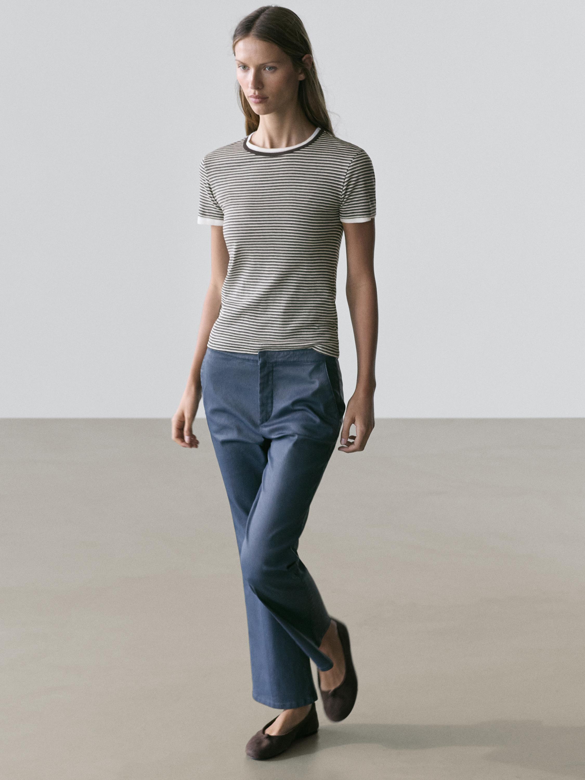Waxed flared cropped pants — BLUISH