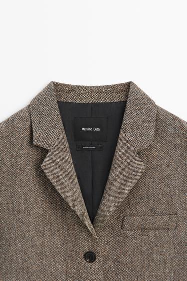 Cropped wool blend blazer — BROWN 9