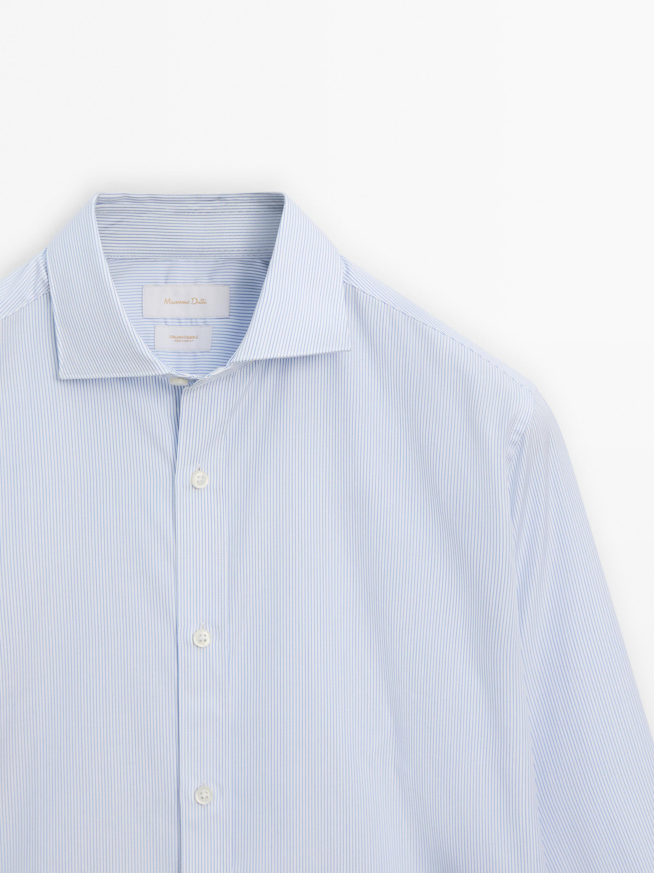 Slim fit striped 100% cotton shirt