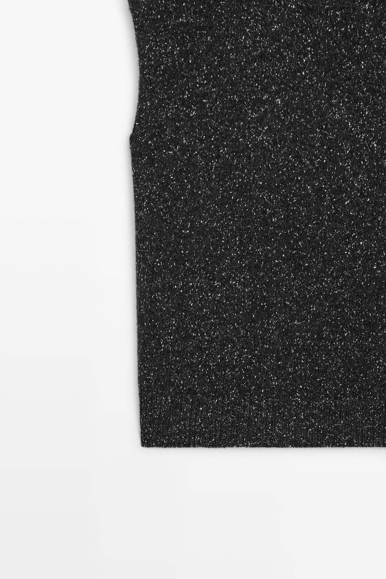 Wool-silk blend knit turtleneck vest — CHARCOAL