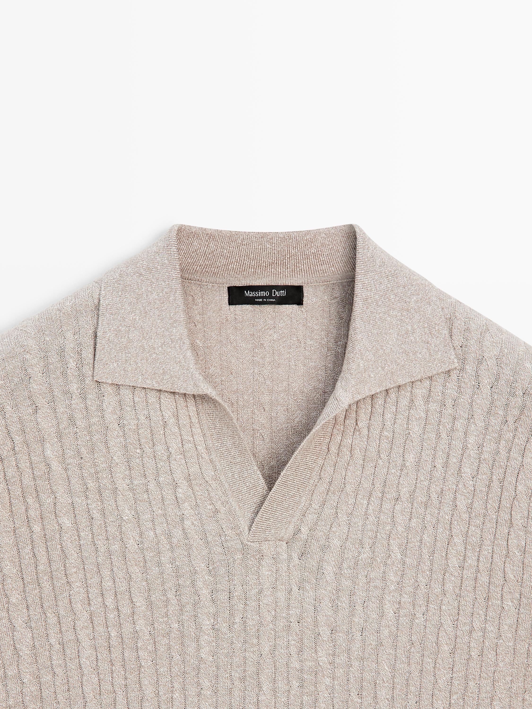 Kısa kollu örgü detaylı polo tişört