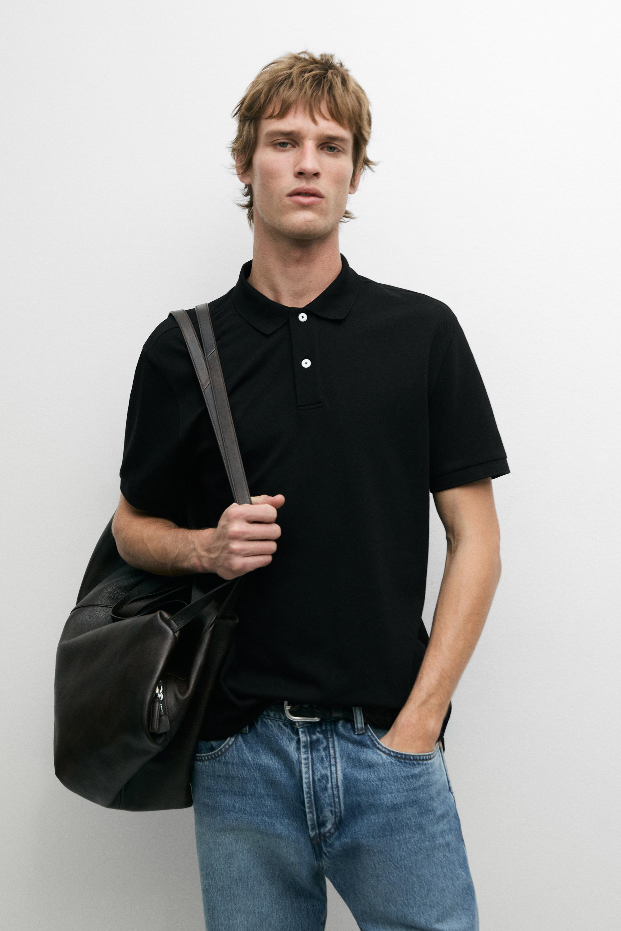 Micro-textured cotton piqué polo shirt