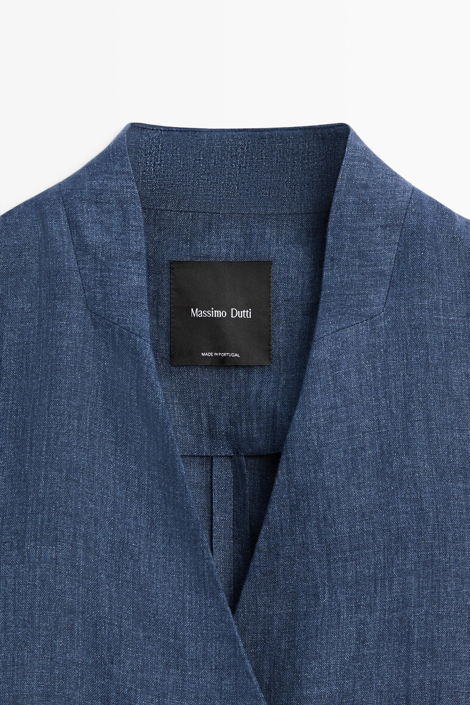 Linen crossover total look vest — NAVY BLUE