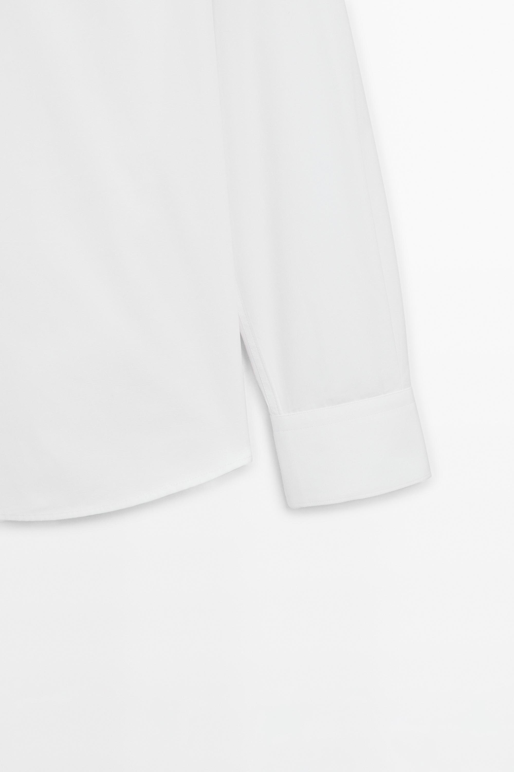 Slim fit 100% cotton poplin shirt — WHITE