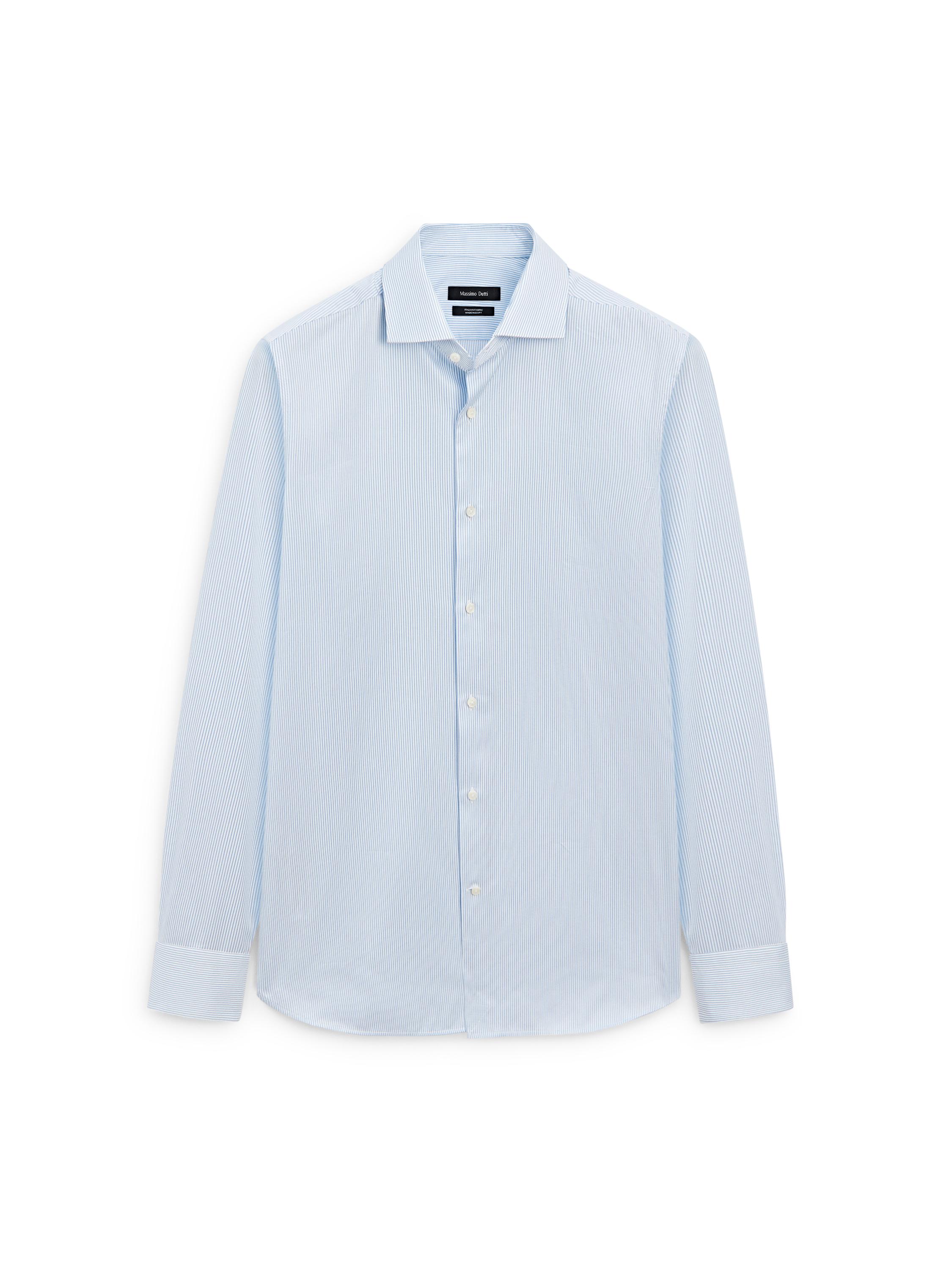 Slim fit striped 100% cotton shirt — SKY BLUE