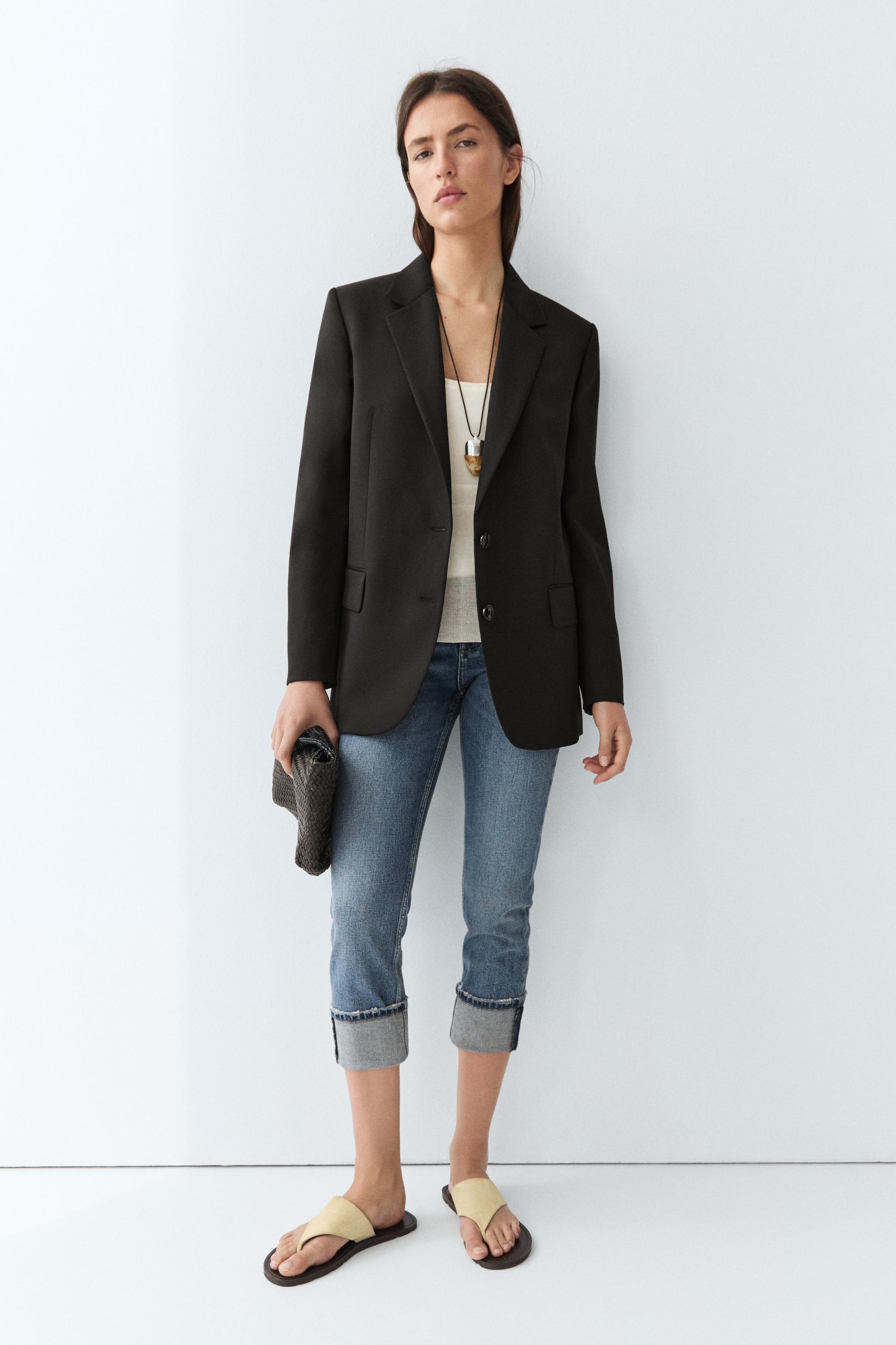 100% extra fine wool two-button blazer — BLACK