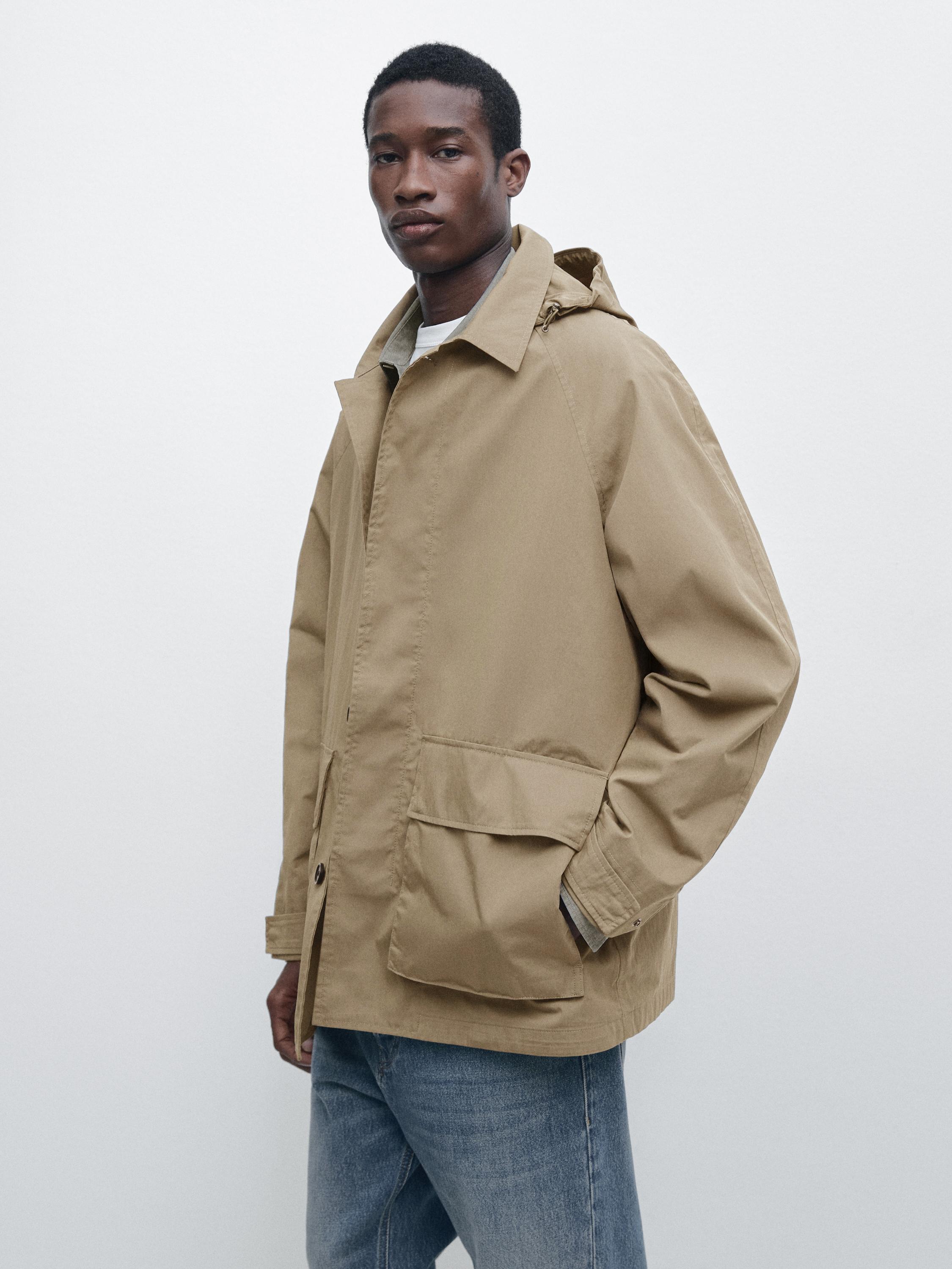Cotton blend parka with pockets