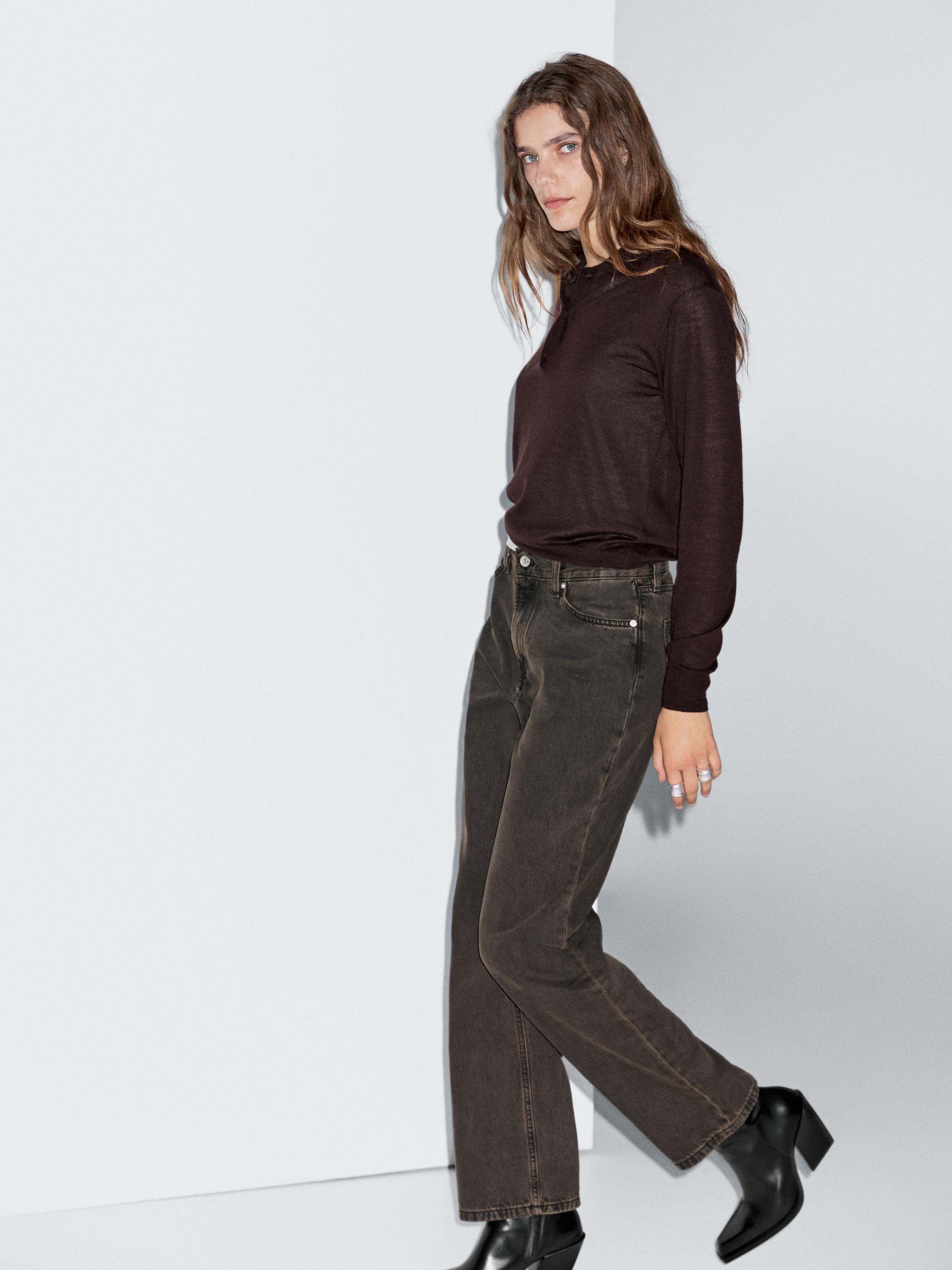Pull polo en maille 100 % laine